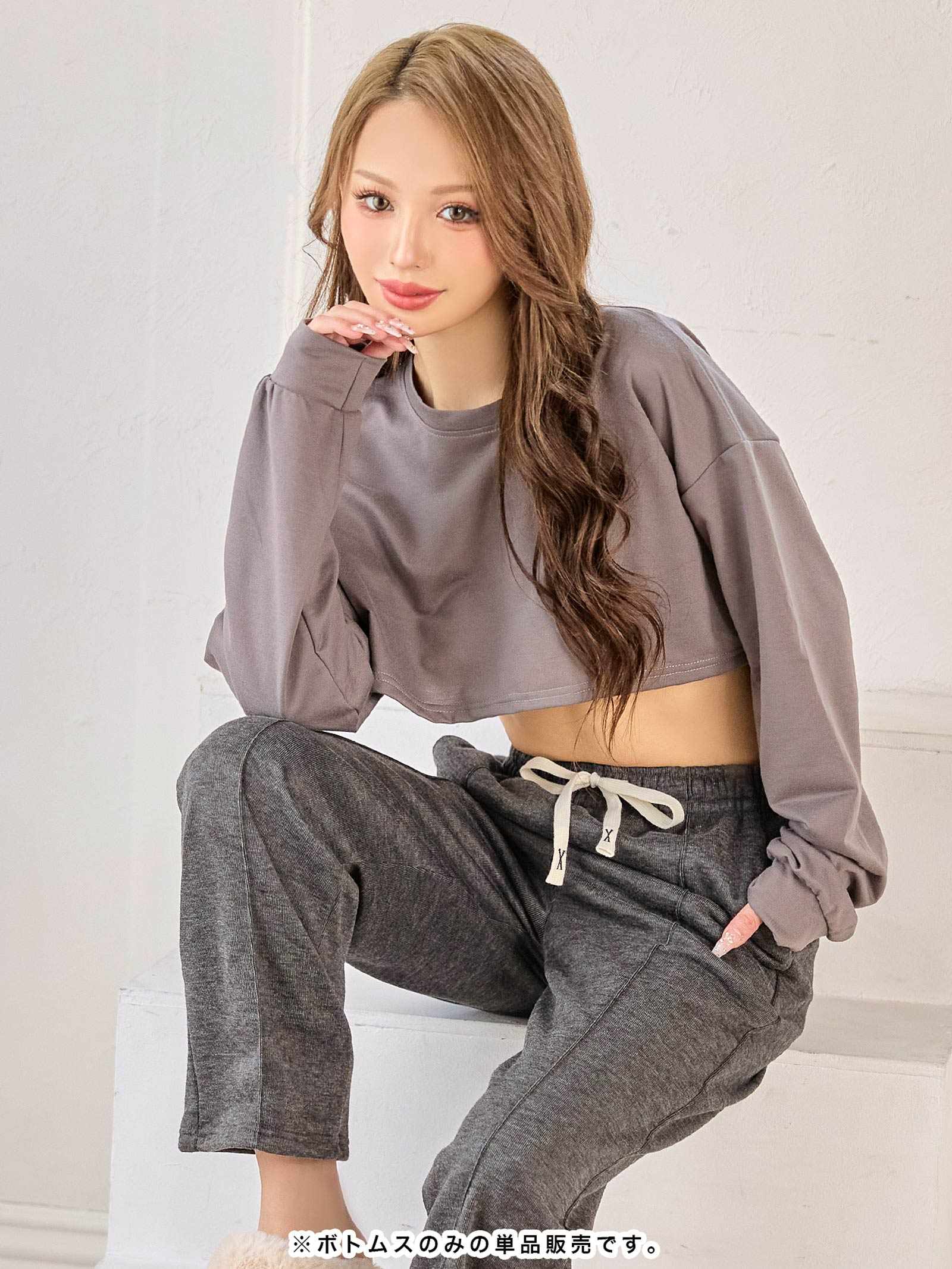 12/22新作!センターピンタック裏起毛ロングパンツ