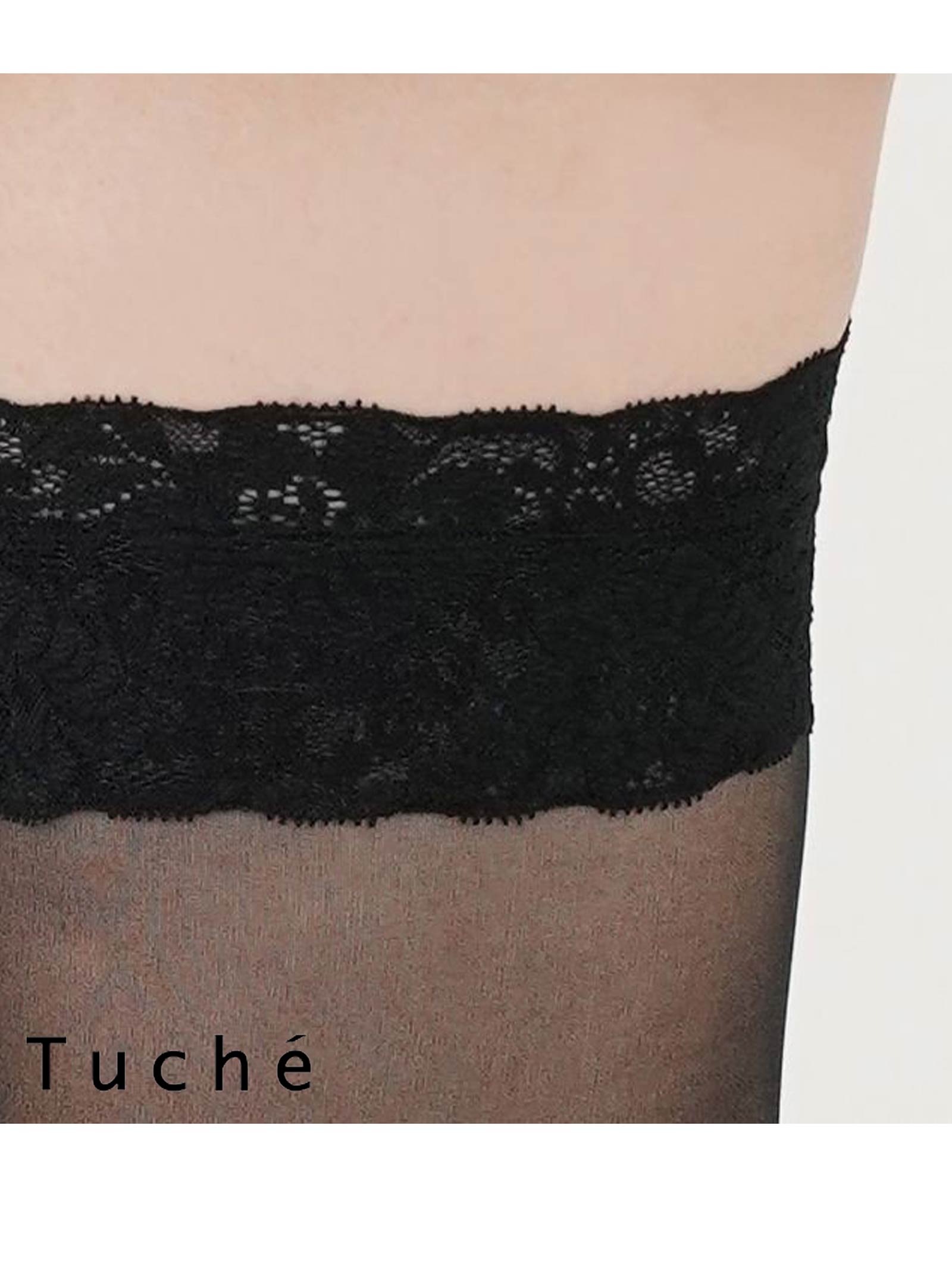 【Tuche】トゥシェ ガーターフリーストッキング  (しっかり止まるレース付きオーバーニーストッキング)(レディース)(M,L)[TQK505][GUNZE]