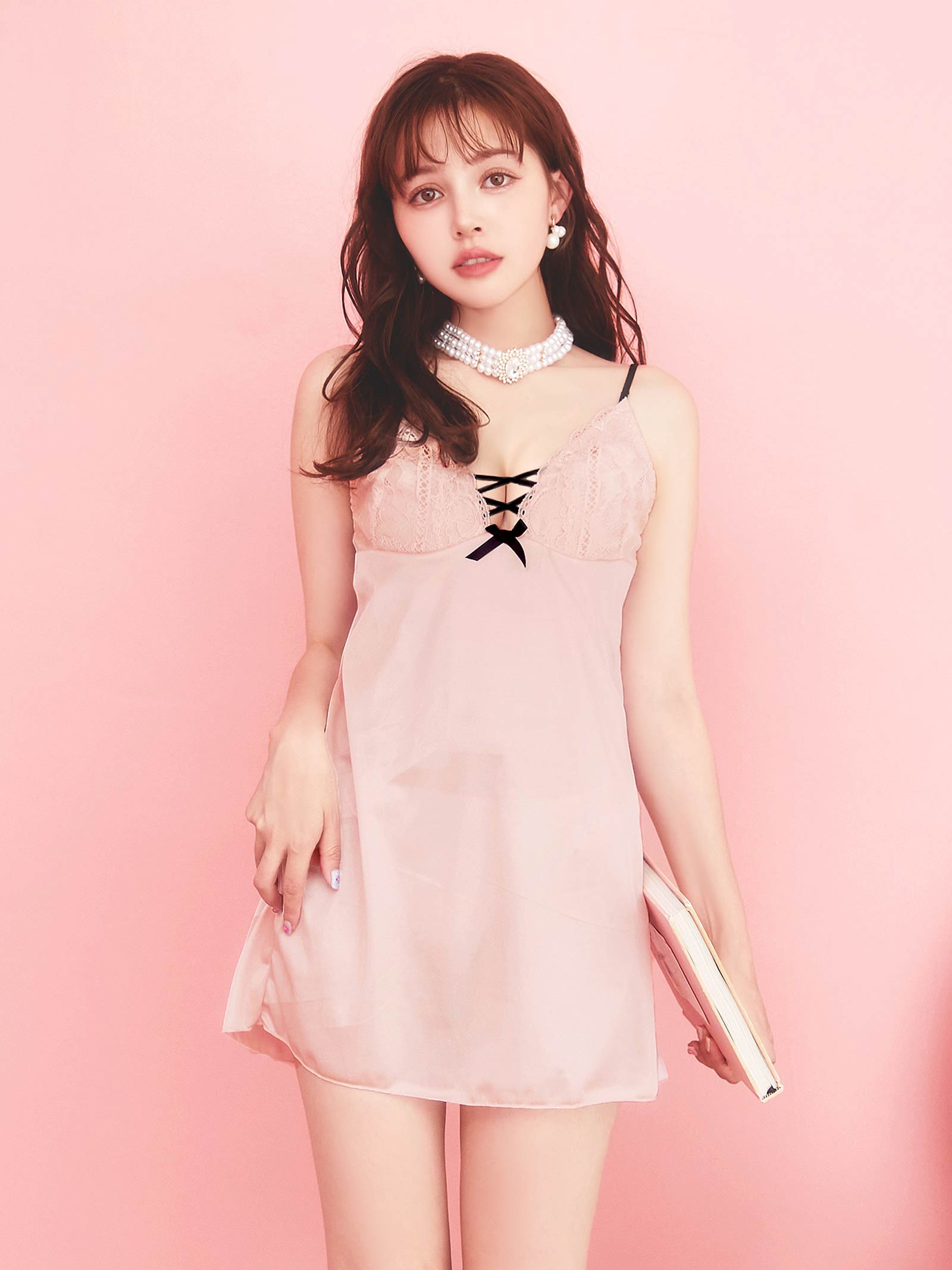 12/4再販!スモーキーレースアップベビードール