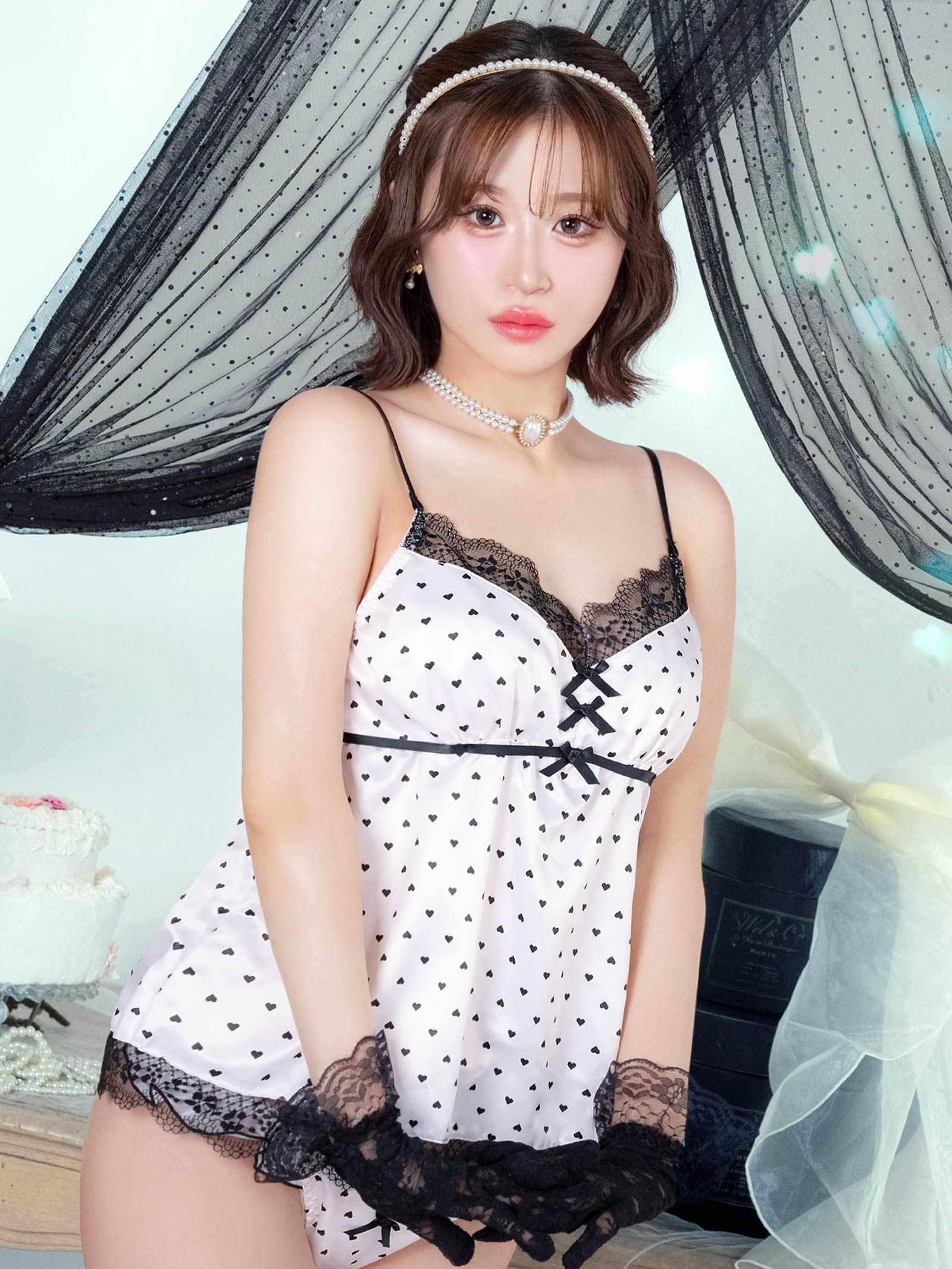 プリティーハートサテンベビードール