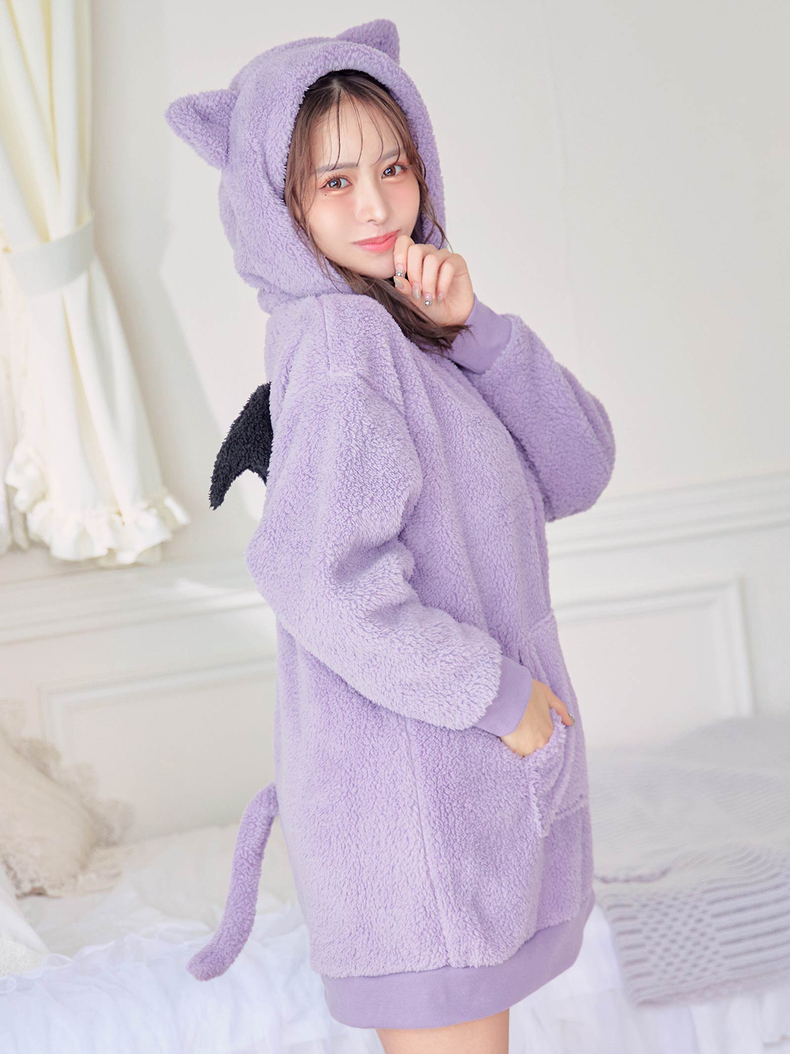 11/1再販!キュート小悪魔フードワンピースルームウェア