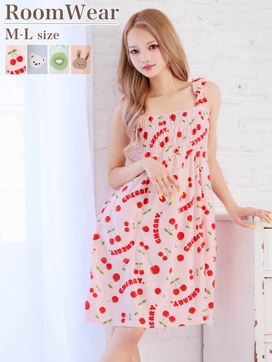 ファンシープリントノースリーブワンピースルームウェア