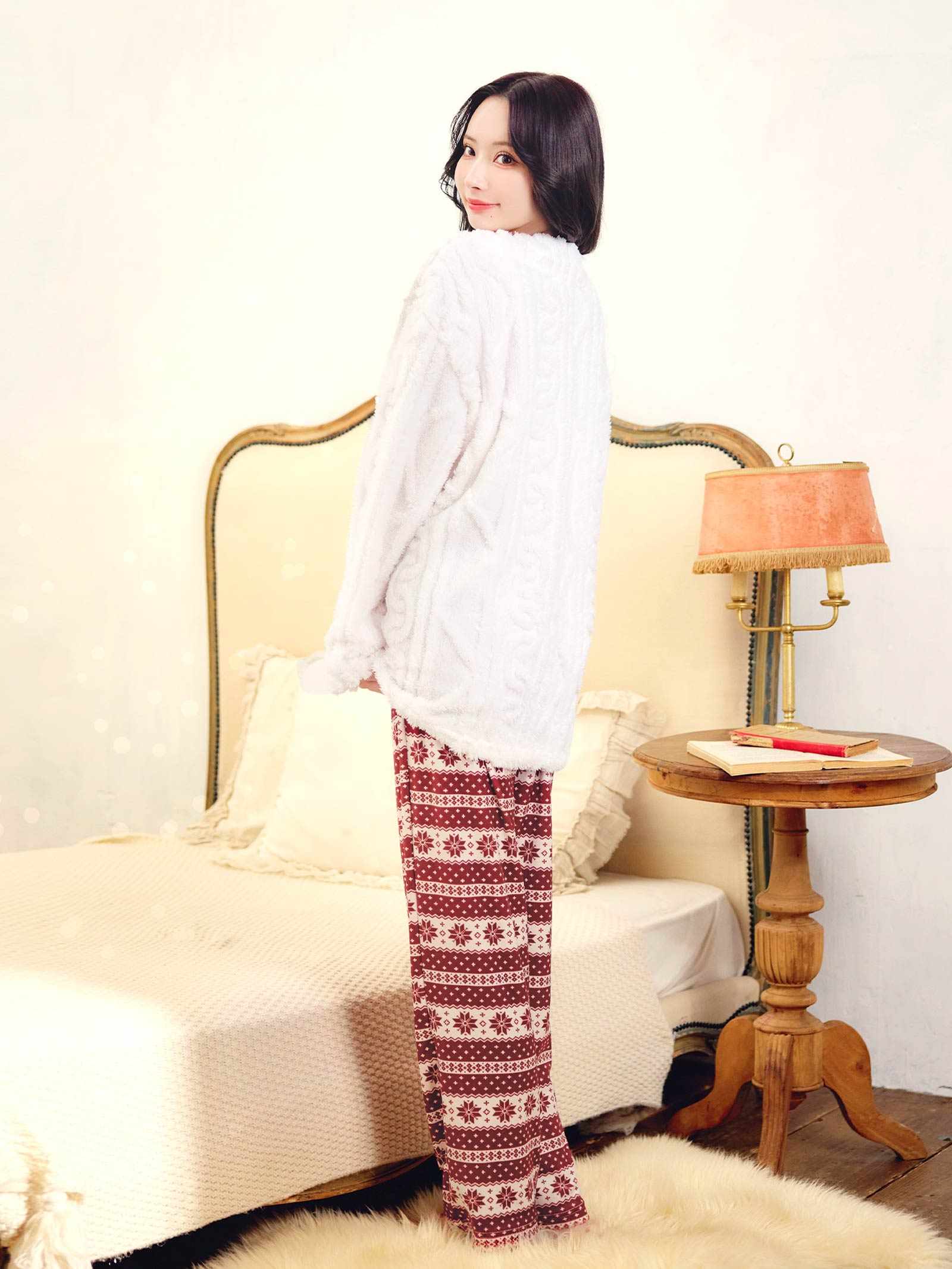 12/12新作!もこもこノルディック柄トップス&ロングパンツルームウェア
