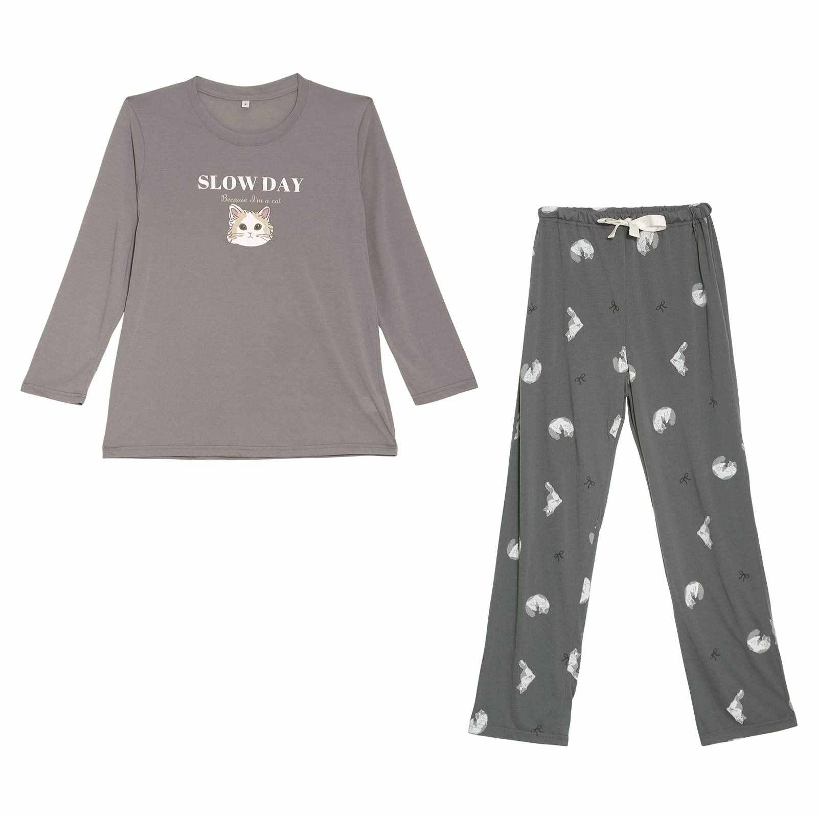 チャーミングキャットトップス&ロングパンツルームウェア