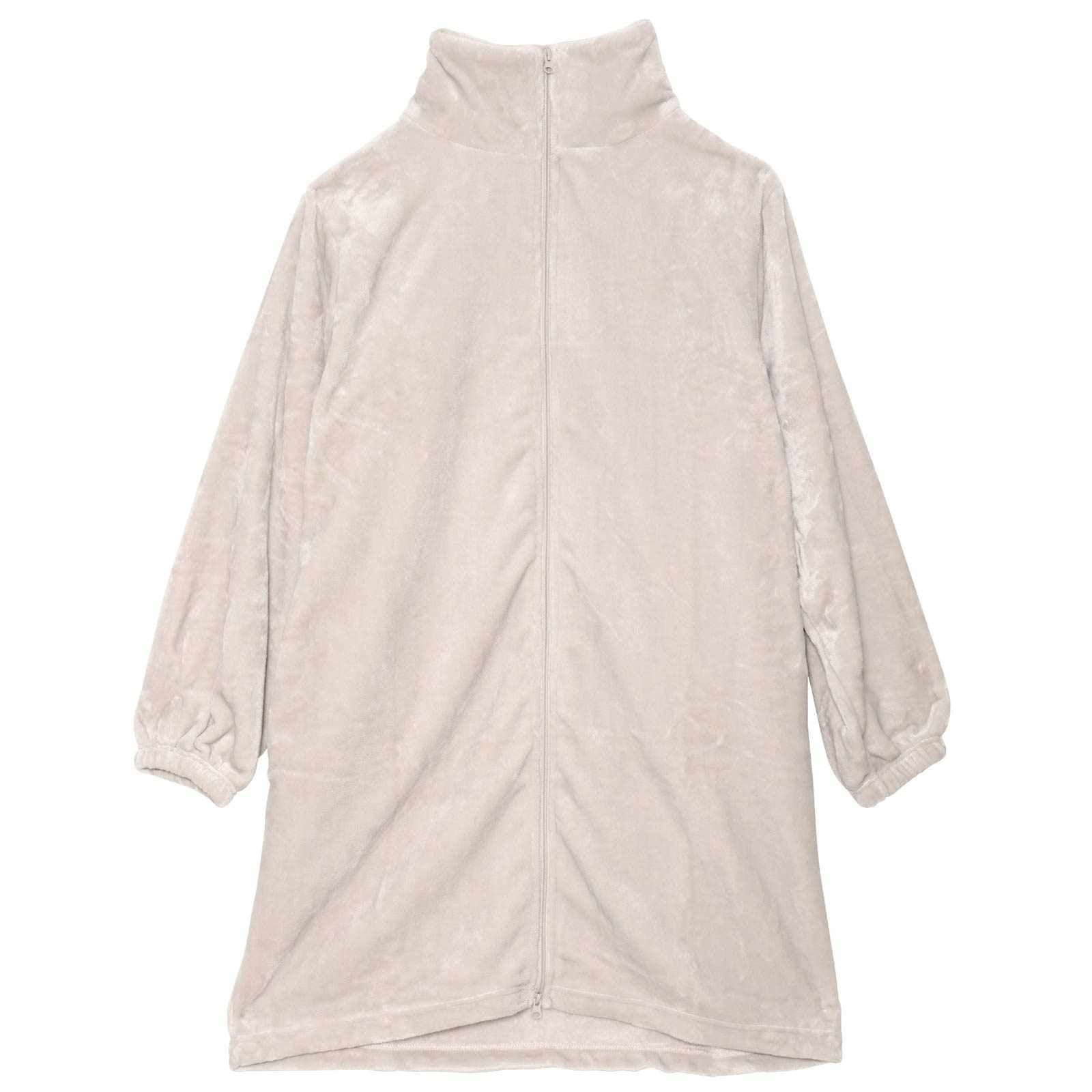 11/12新作!ジップアップモコモコワンピースルームウェア