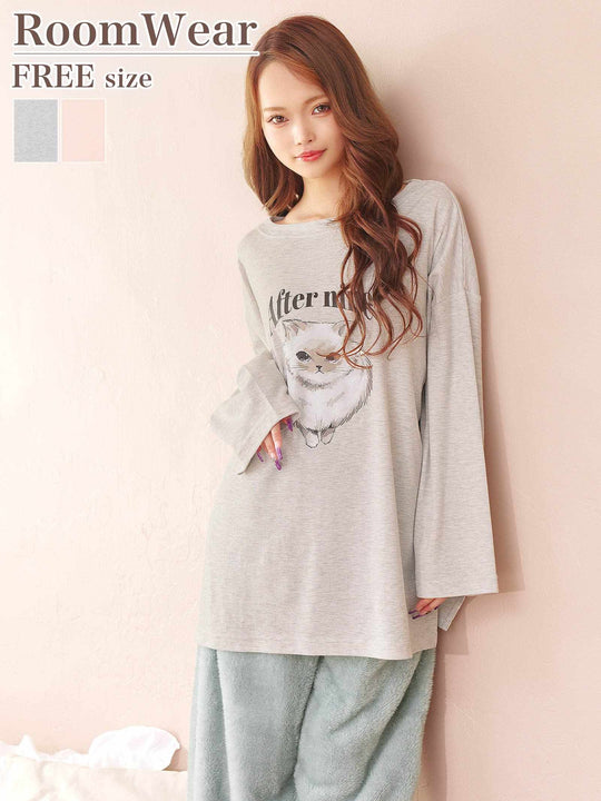 11/19新作!チャーミングキャット長袖トップス&ふわふわロングパンツルームウェア