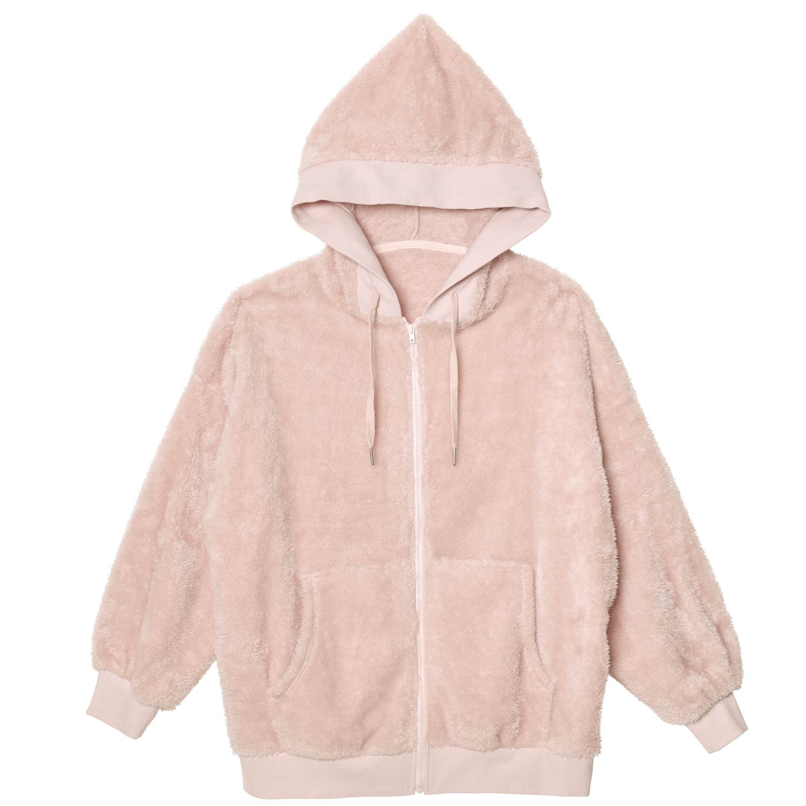 11/17新作!ワンカラーフード付きガーリーボアパーカー