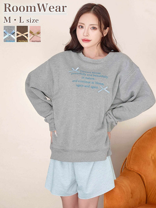 11/28新作!リボンロゴ裏起毛スウェットルームウェア