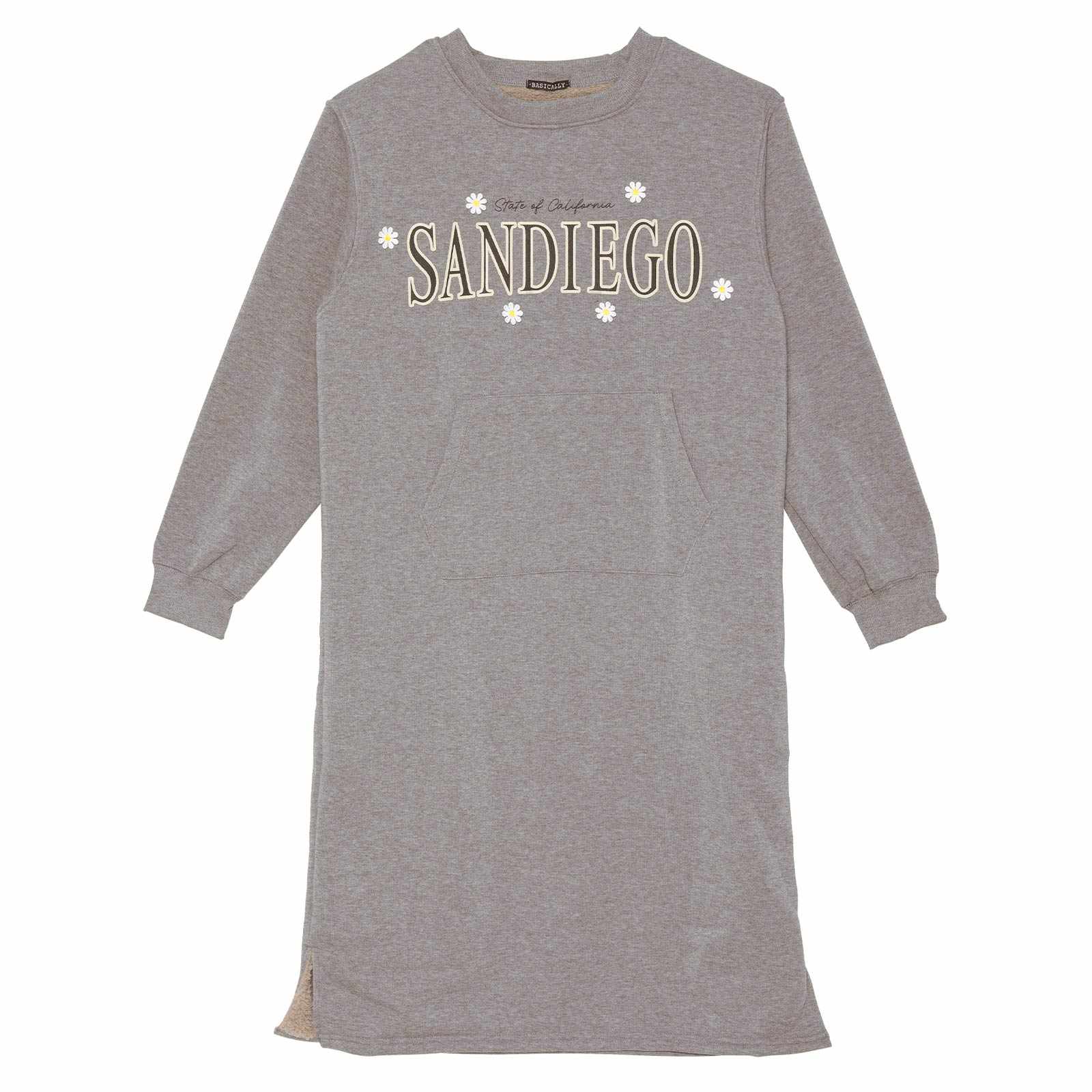 11/14新作!カジュアルロゴフラワー長袖ワンピースルームウェア