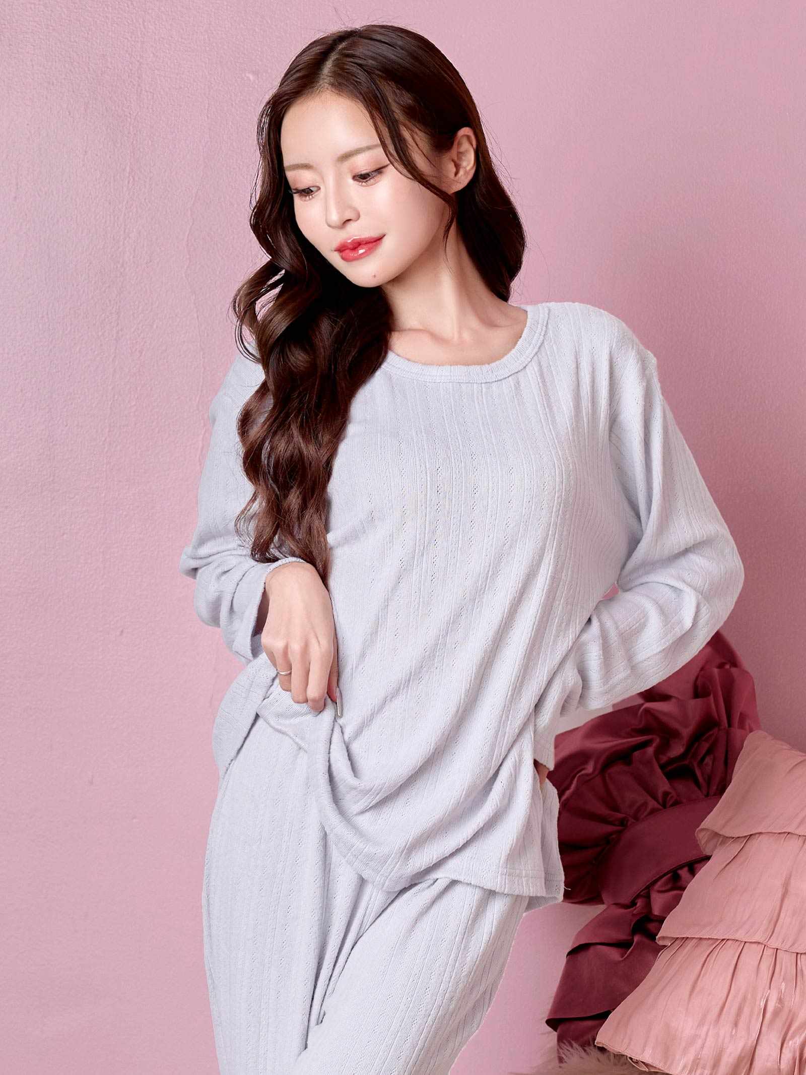 11/28新作!ソフトメロウ長袖トップス&ロングパンツルームウェア