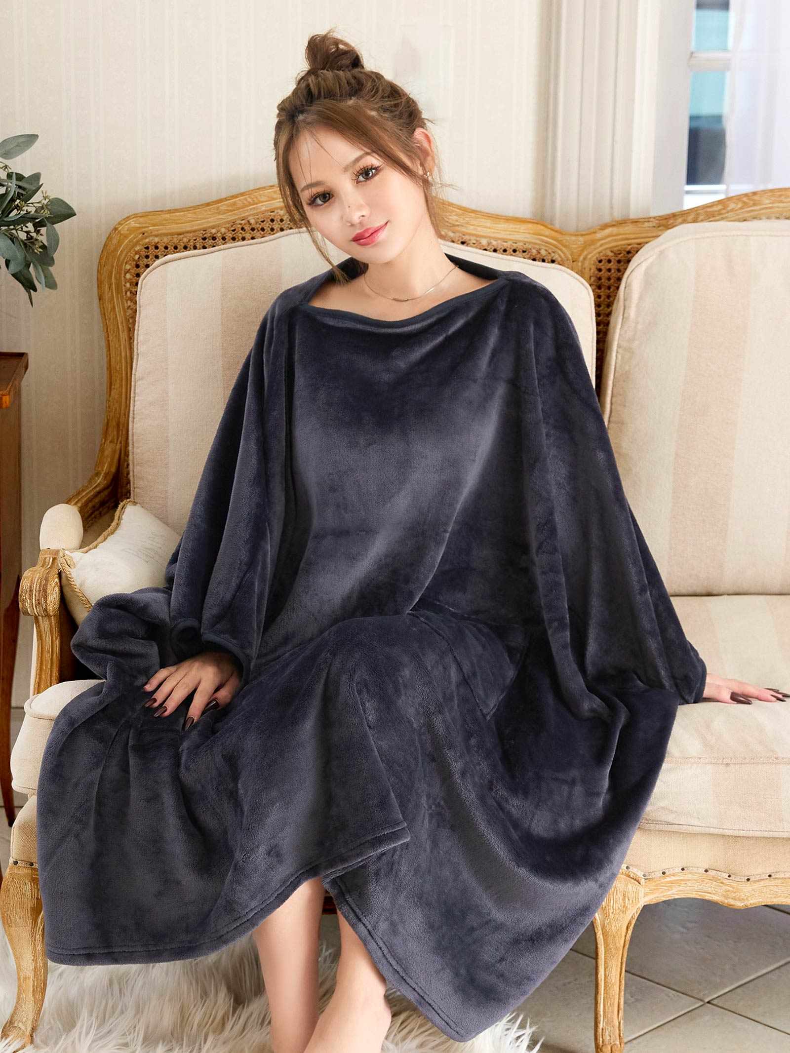 11/12新作!ポケット付きモコモコ着るブランケット