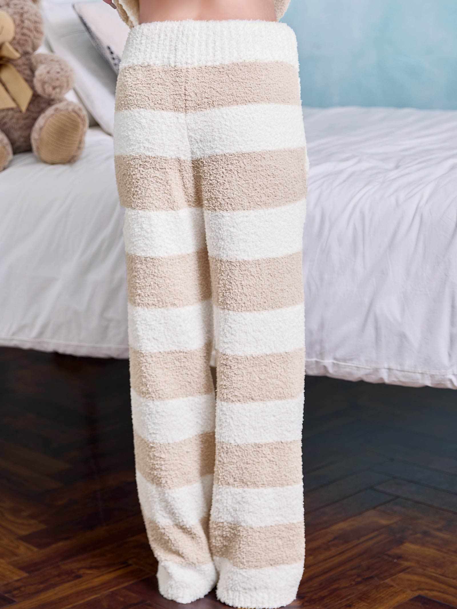 11/24新作!モールニットボーダーロングパンツルームウェア