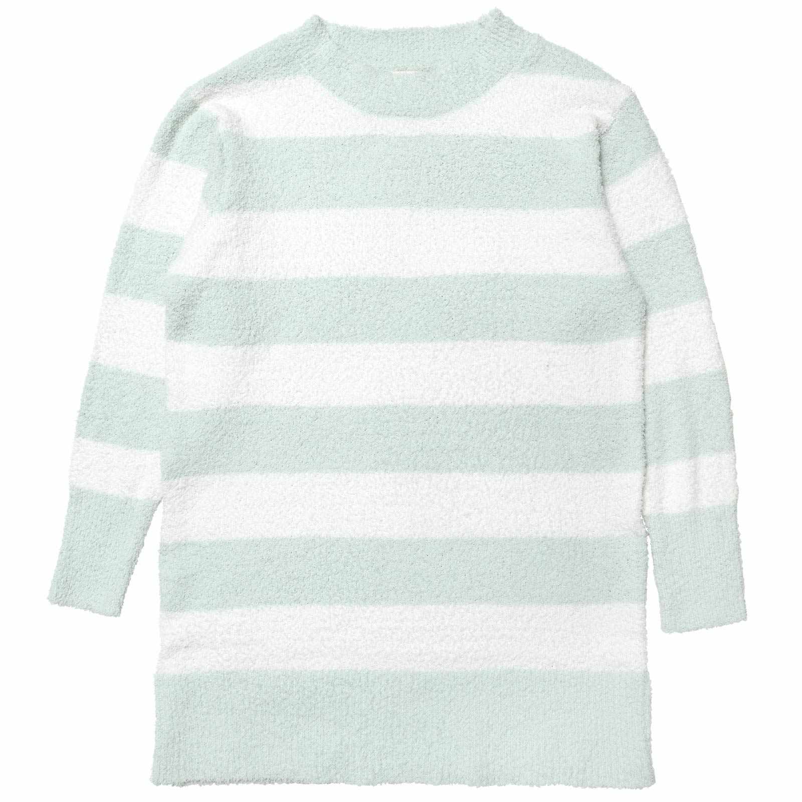 11/21新作!ふわふわダスティーボーダー長袖ワンピースルームウェア