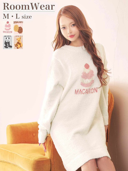11/24新作!スウィートモールニットワンピースルームウェア