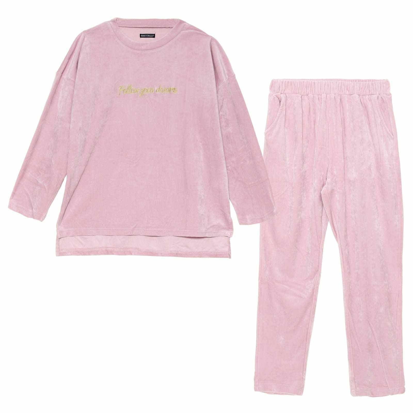 11/26新作!パールシャギーロゴトップス&ロングパンツルームウェア