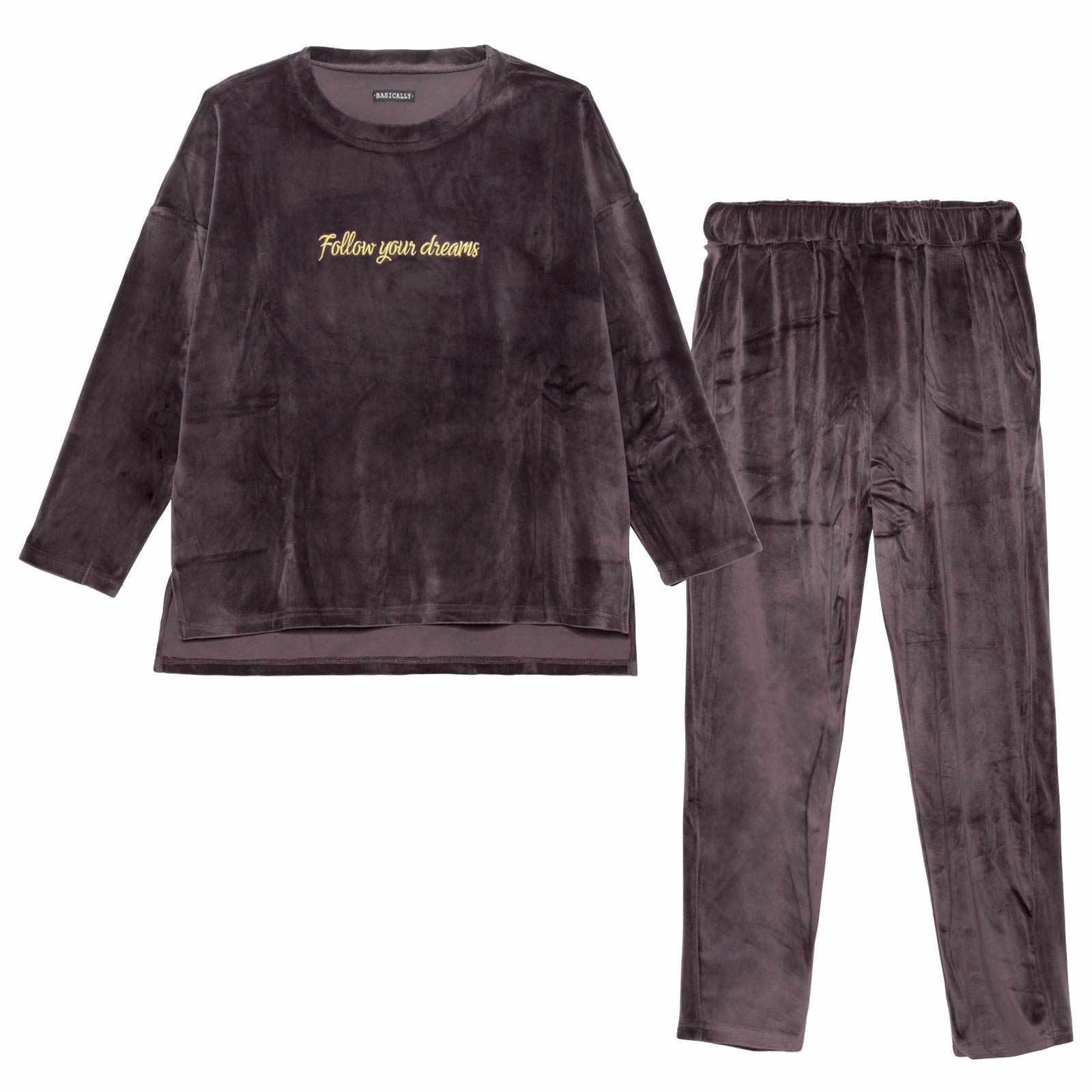 11/26新作!パールシャギーロゴトップス&ロングパンツルームウェア