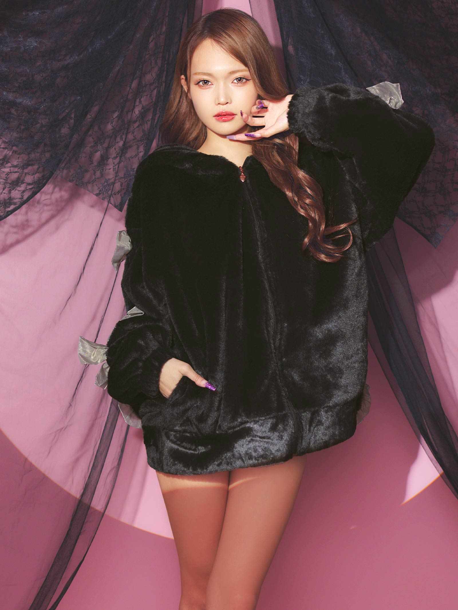 11/28新作!ラブリーバニーもこもこパーカールームウェア