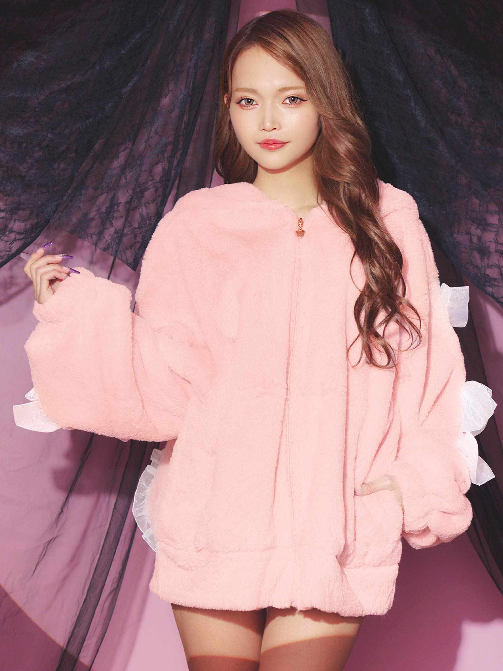 11/28新作!ラブリーバニーもこもこパーカールームウェア