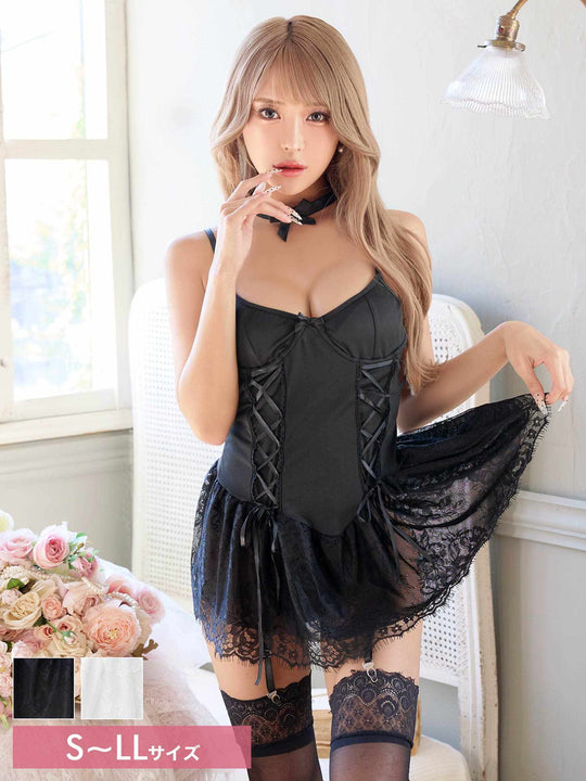 10/10新作!レースアップリボンチョーカーベビードール