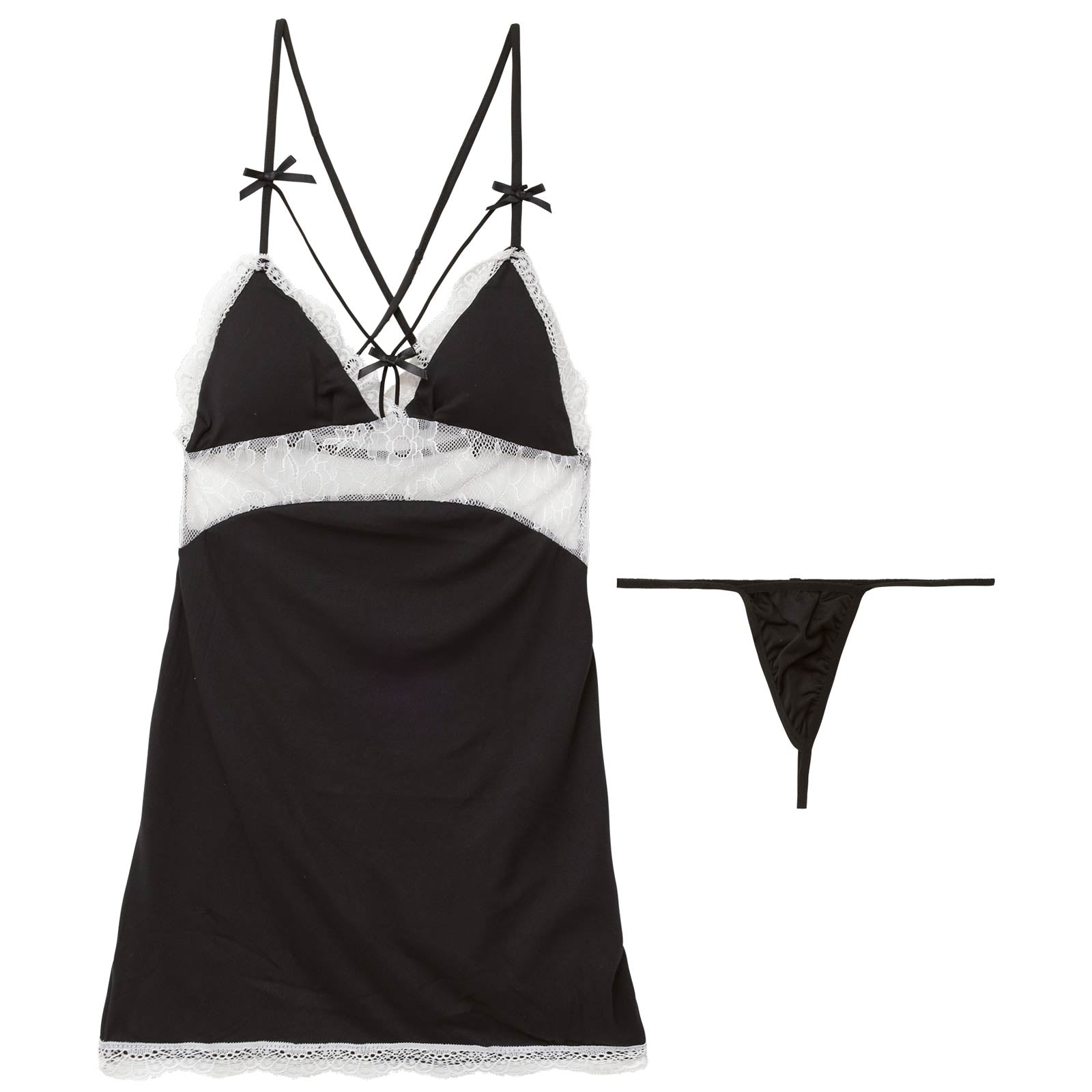 2/4新作!クロスストラップレースベビードール