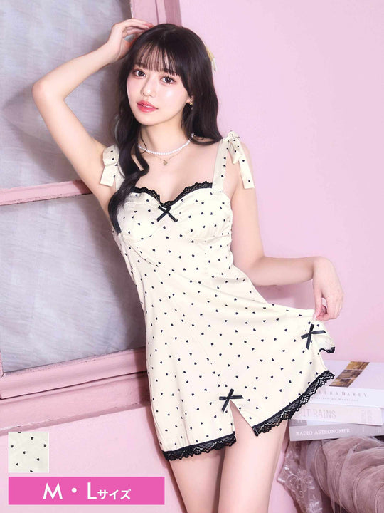 3/18新作!ガーリーハートドットリボンベビードール