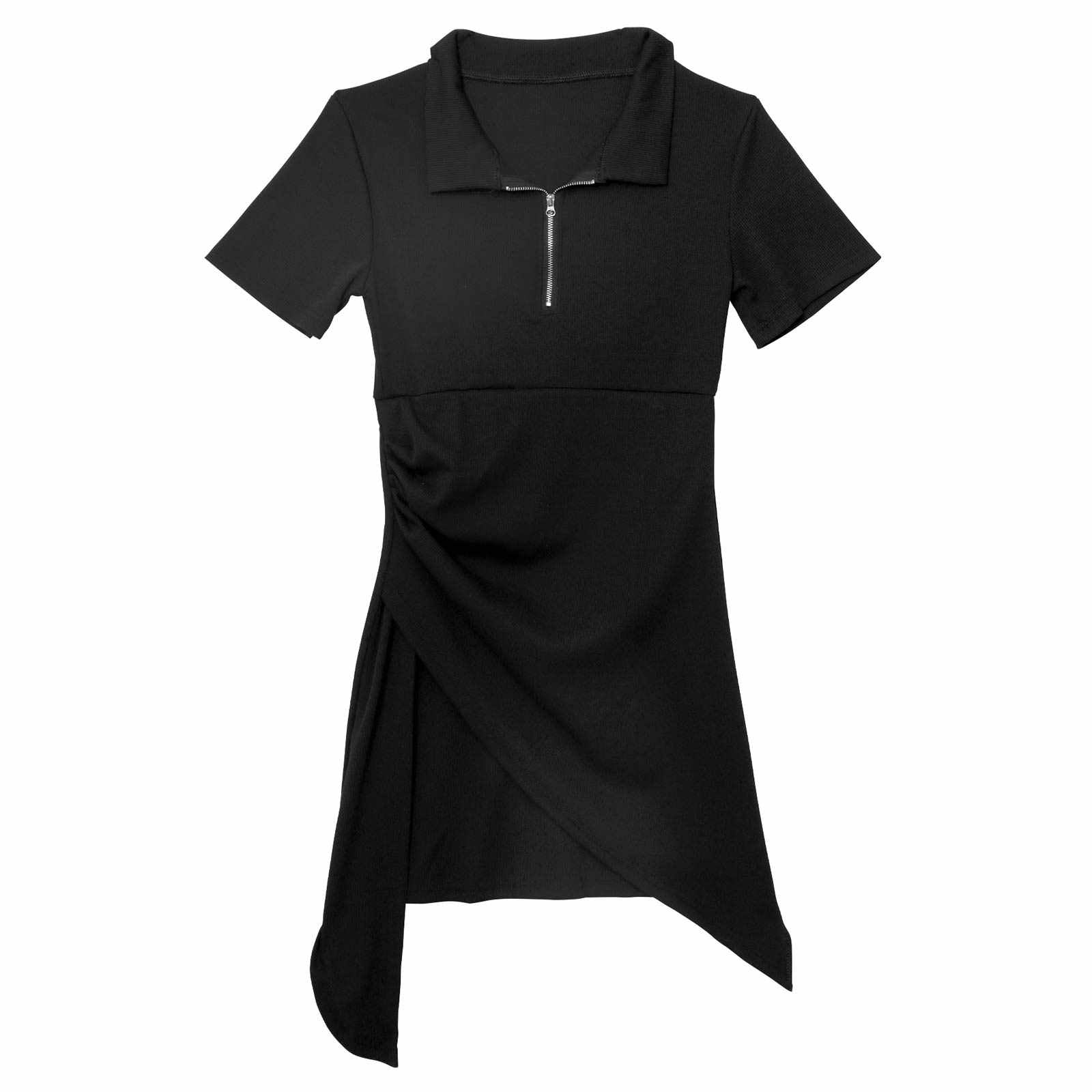 フロントジップアシンメトリーワンピースルームウェア