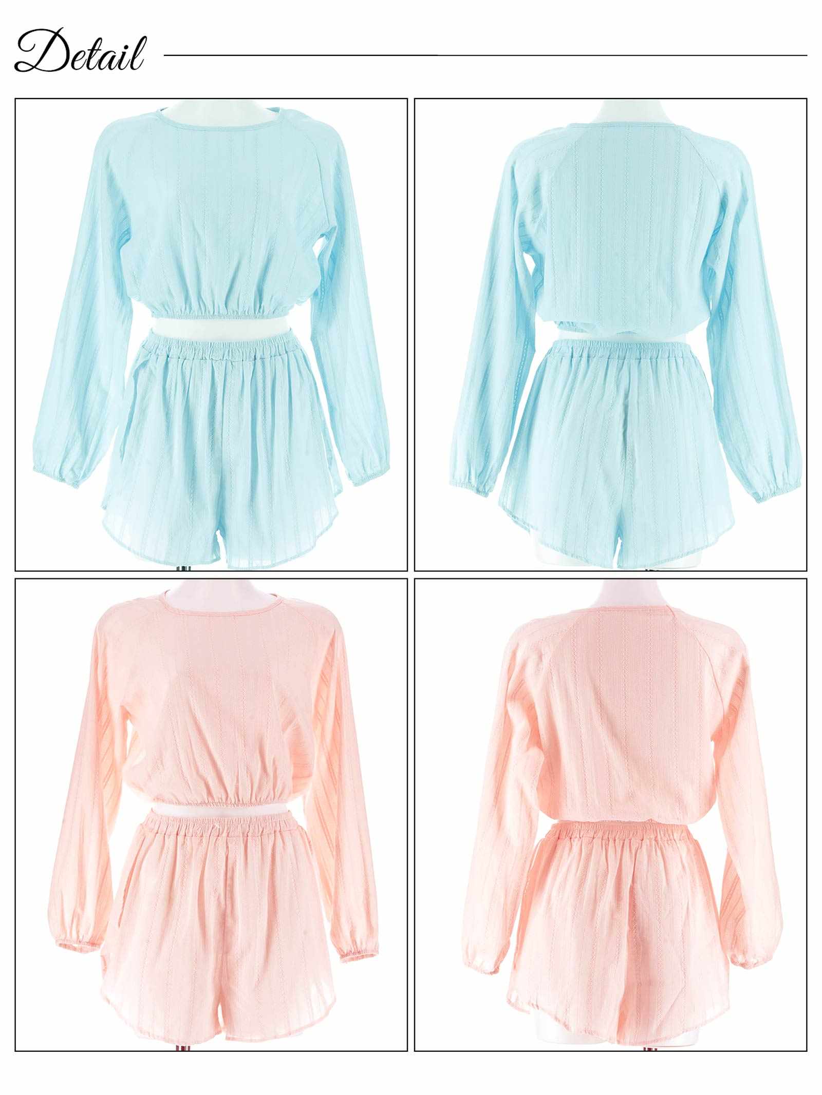 9/19新作!パステルケーブルストライプクロップド丈スウェットトップス&ショートパンツルームウェア