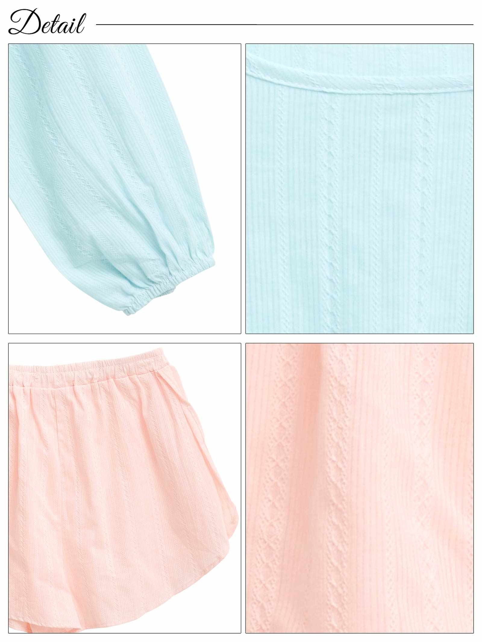 9/19新作!パステルケーブルストライプクロップド丈スウェットトップス&ショートパンツルームウェア