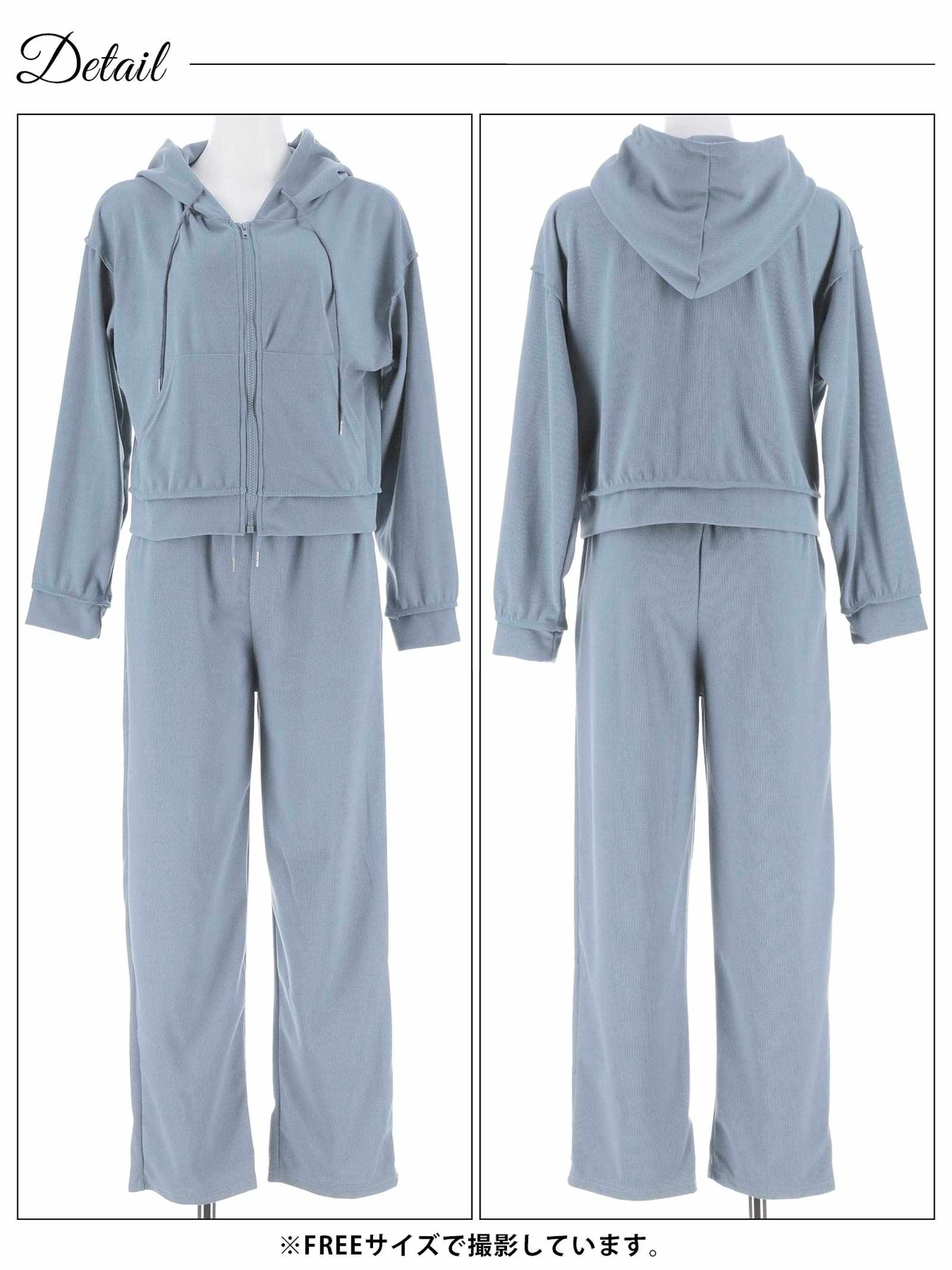 9/22新作!クロップド丈フード付きジッパートップス&ショートパンツルームウェア