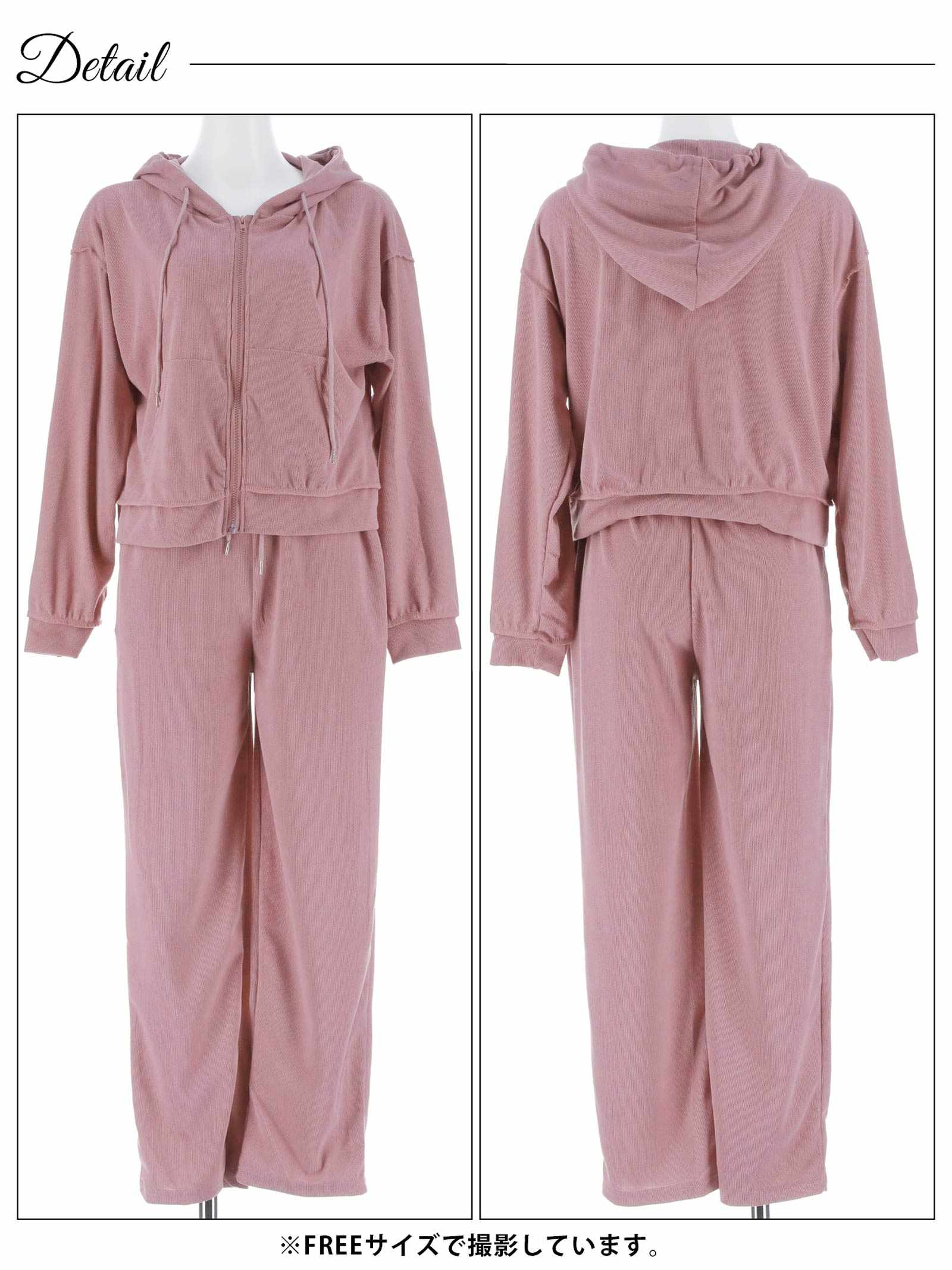 9/22新作!クロップド丈フード付きジッパートップス&ショートパンツルームウェア