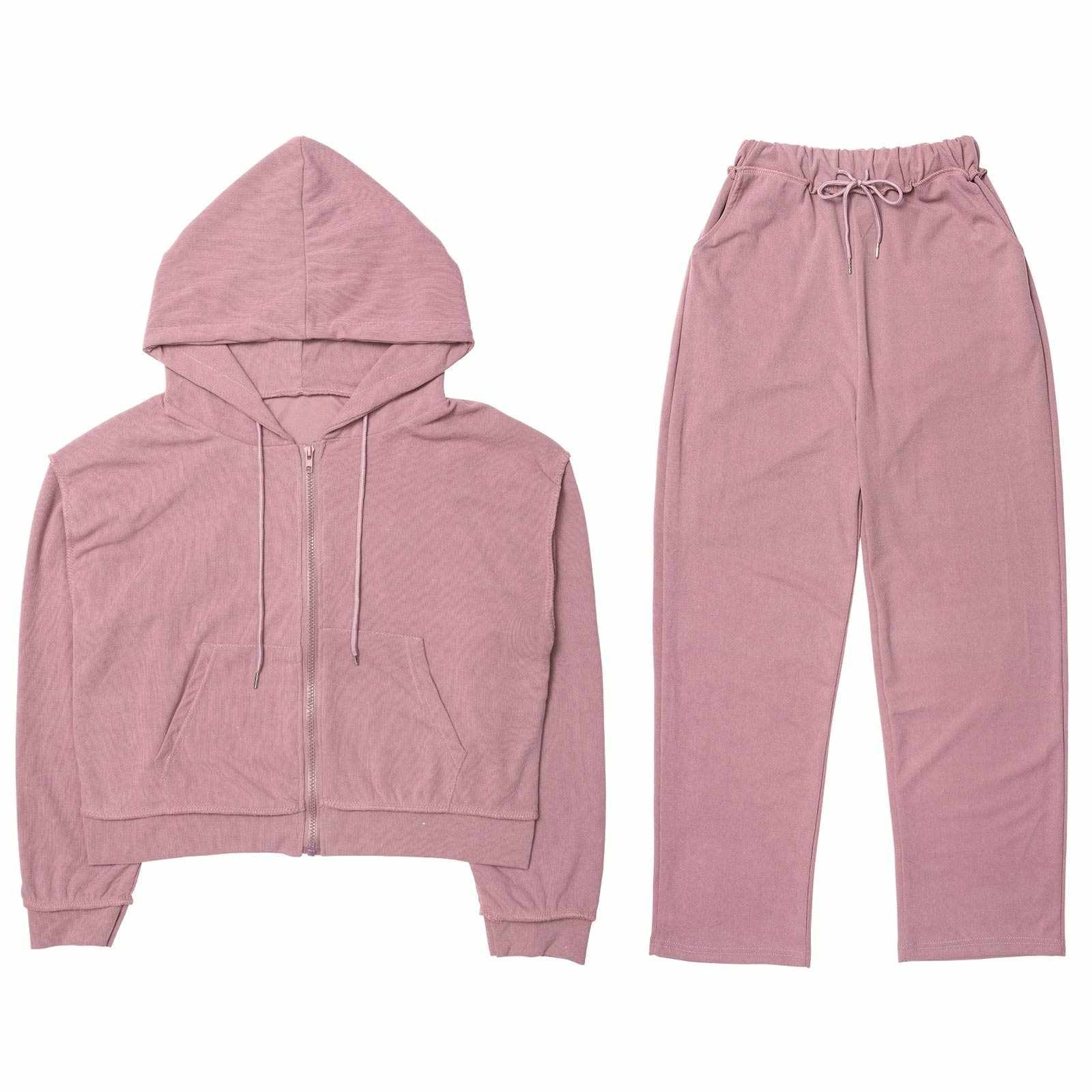 クロップド丈フード付きジッパートップス&ショートパンツルームウェア