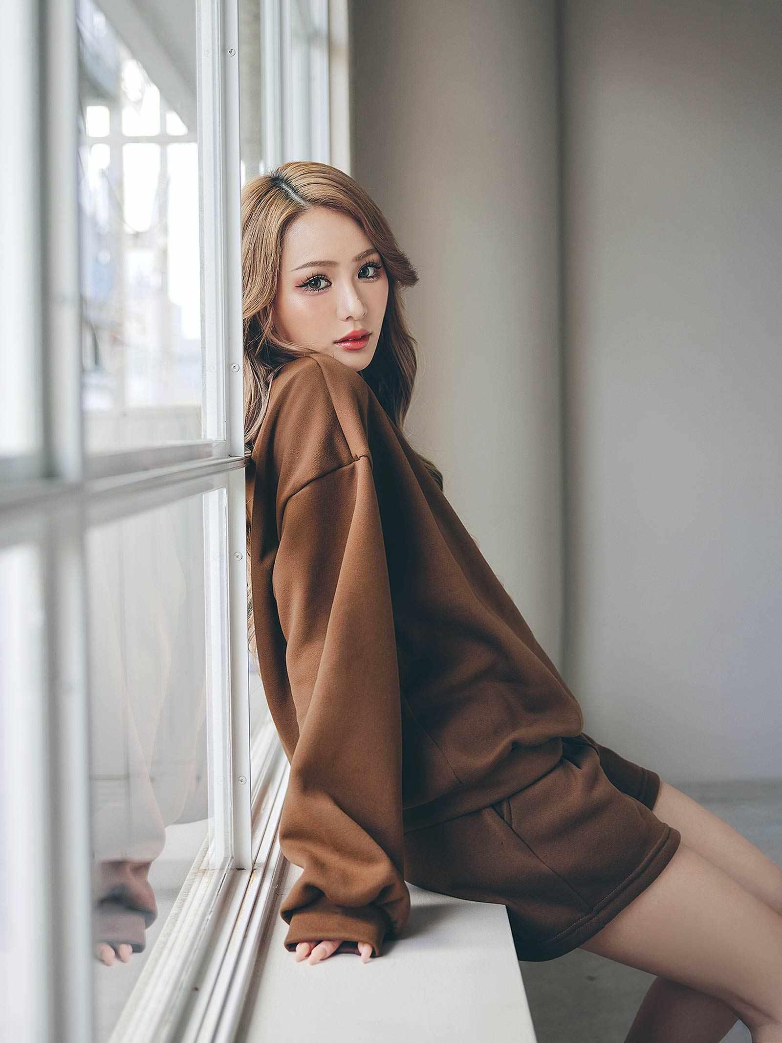 10/8新作!ワンカラー長袖プルオーバー&ショートパンツルームウェア