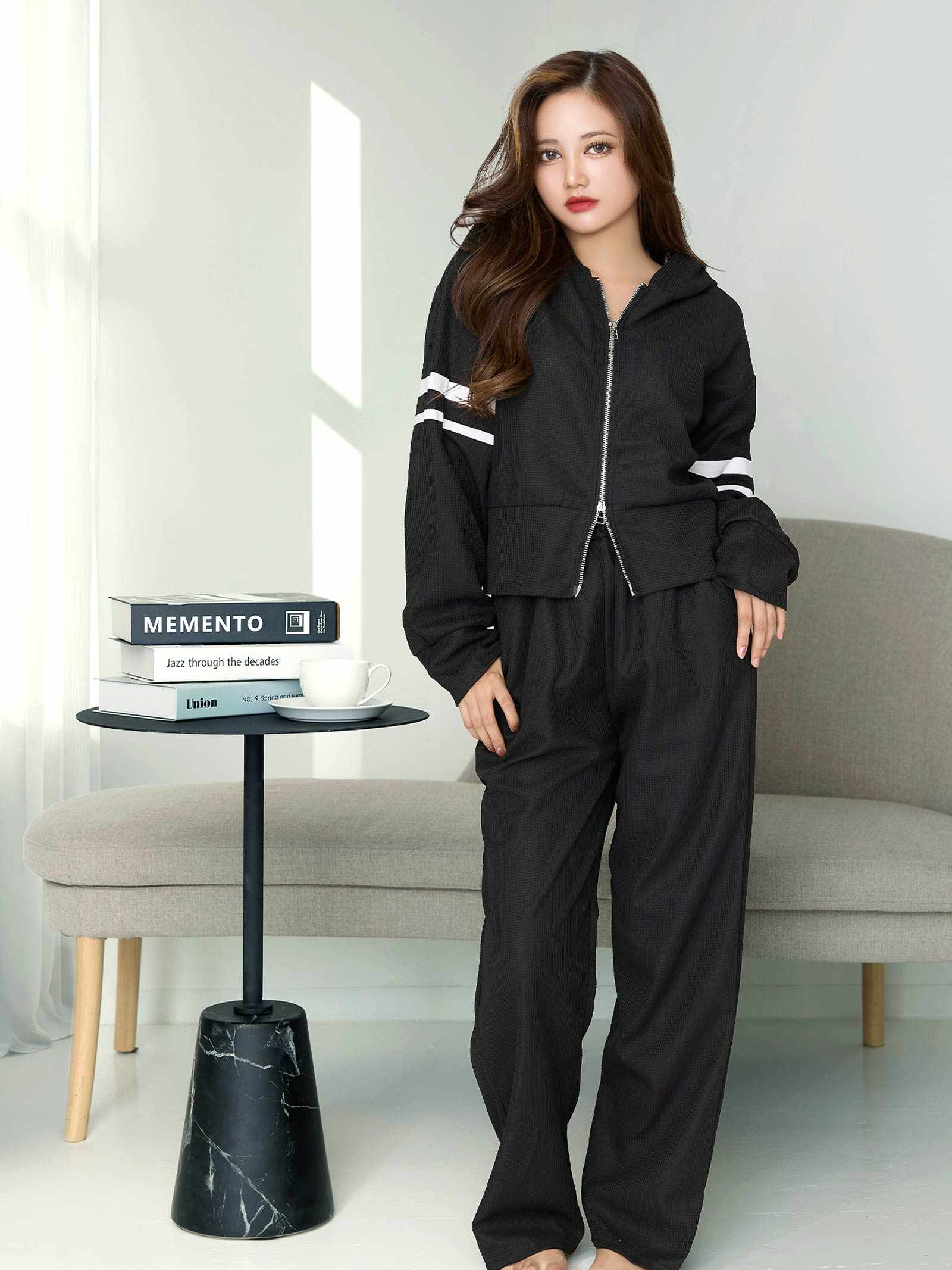 11/7新作!スリーブラインWジップパーカー＆ロングパンツルームウェア