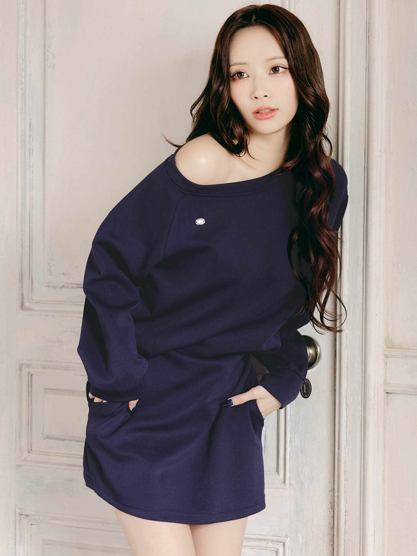 10/22新作!ワンショルスウェット長袖ワンピースルームウェア