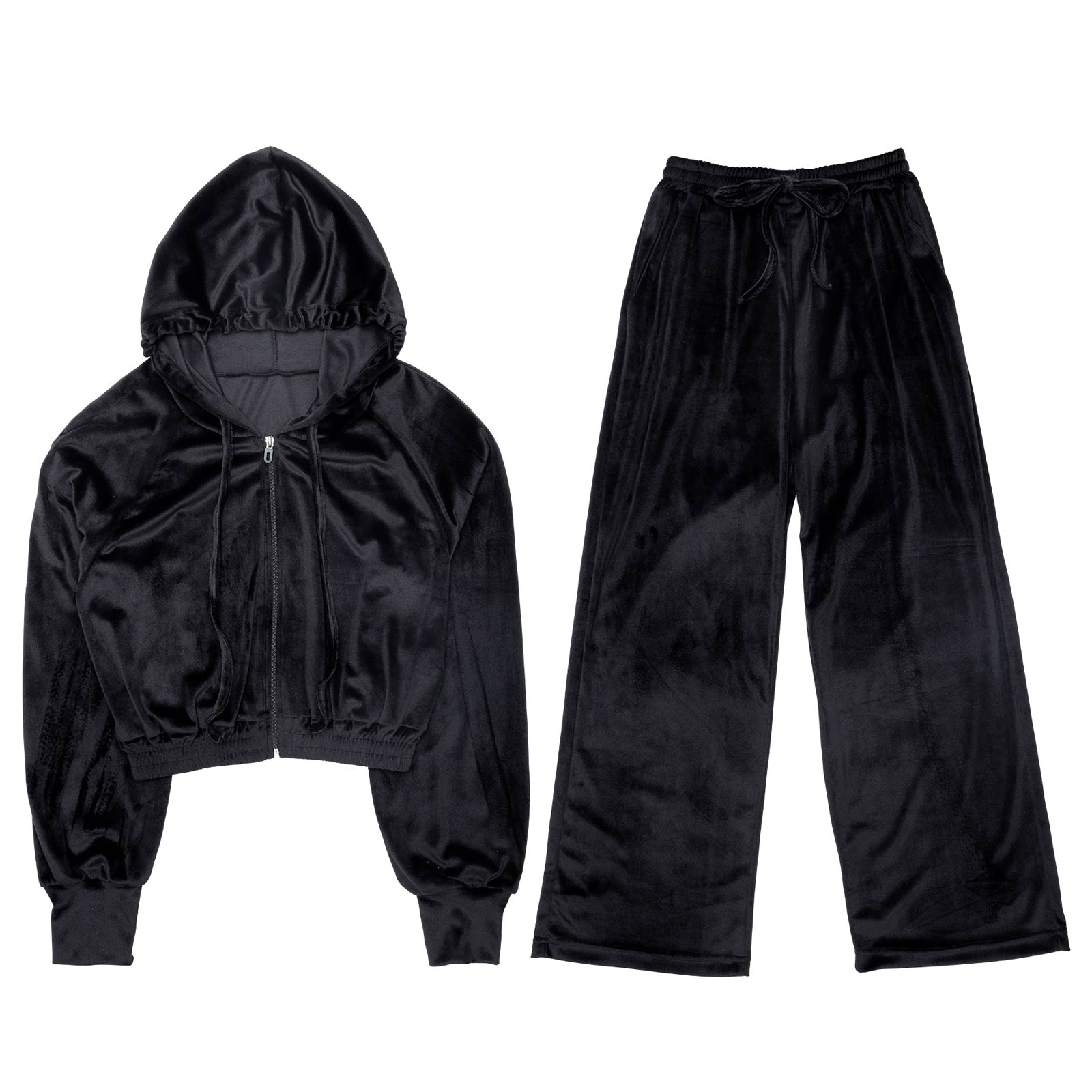 12/13再販!ベロアクロップドパーカー&ロングパンツルームウェア