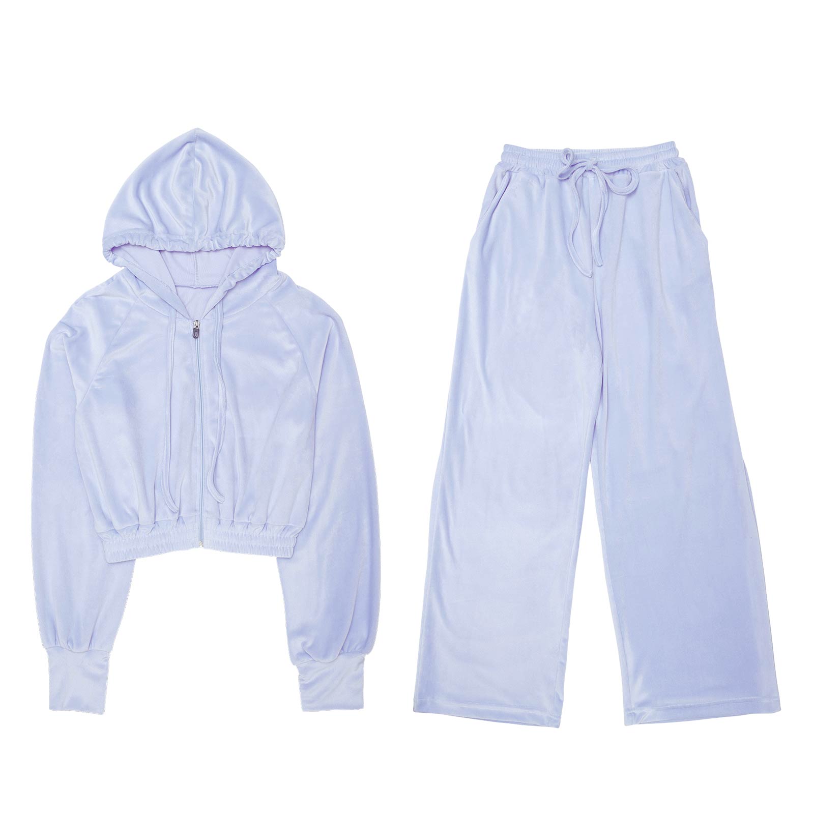 12/13再販!ベロアクロップドパーカー&ロングパンツルームウェア