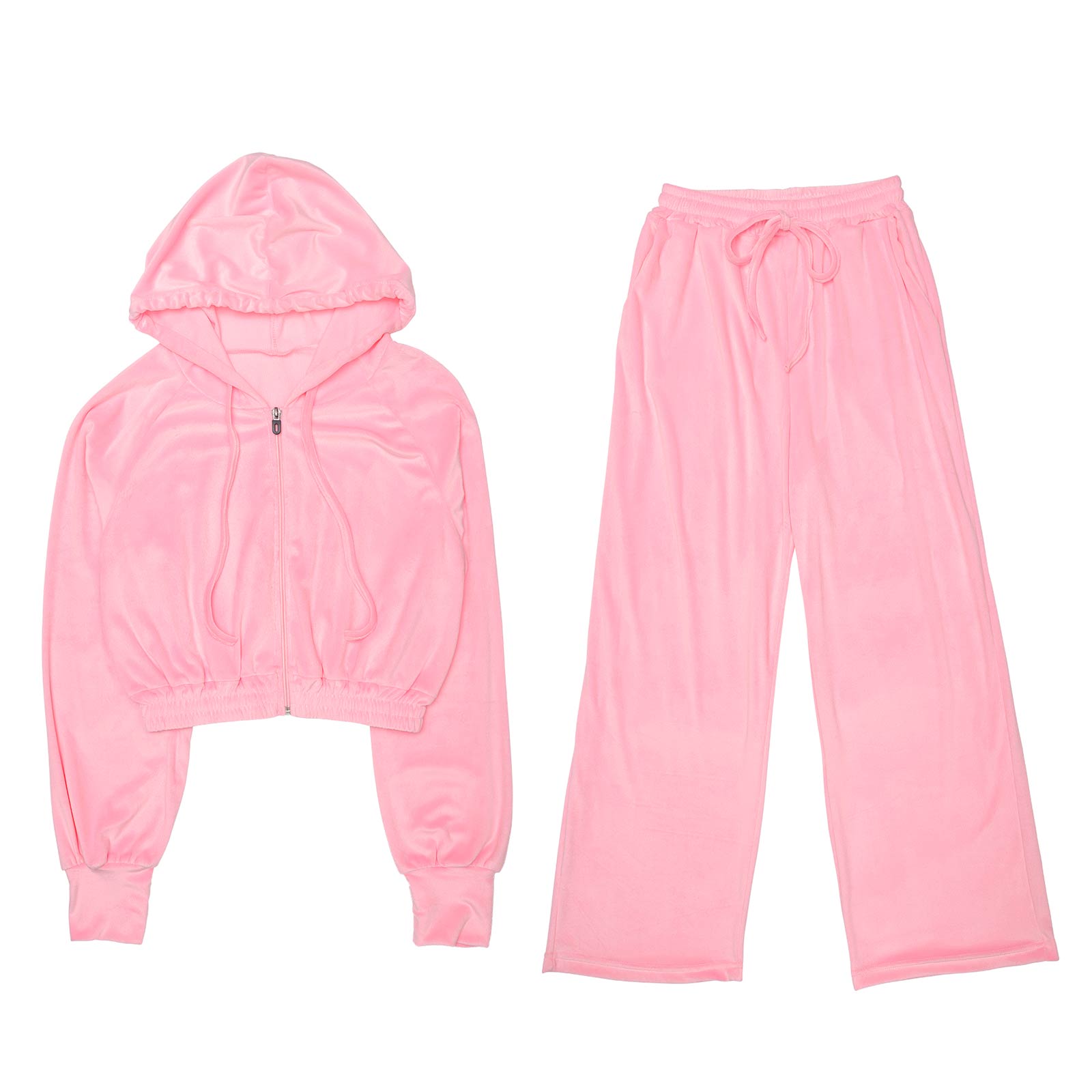 12/13再販!ベロアクロップドパーカー&ロングパンツルームウェア