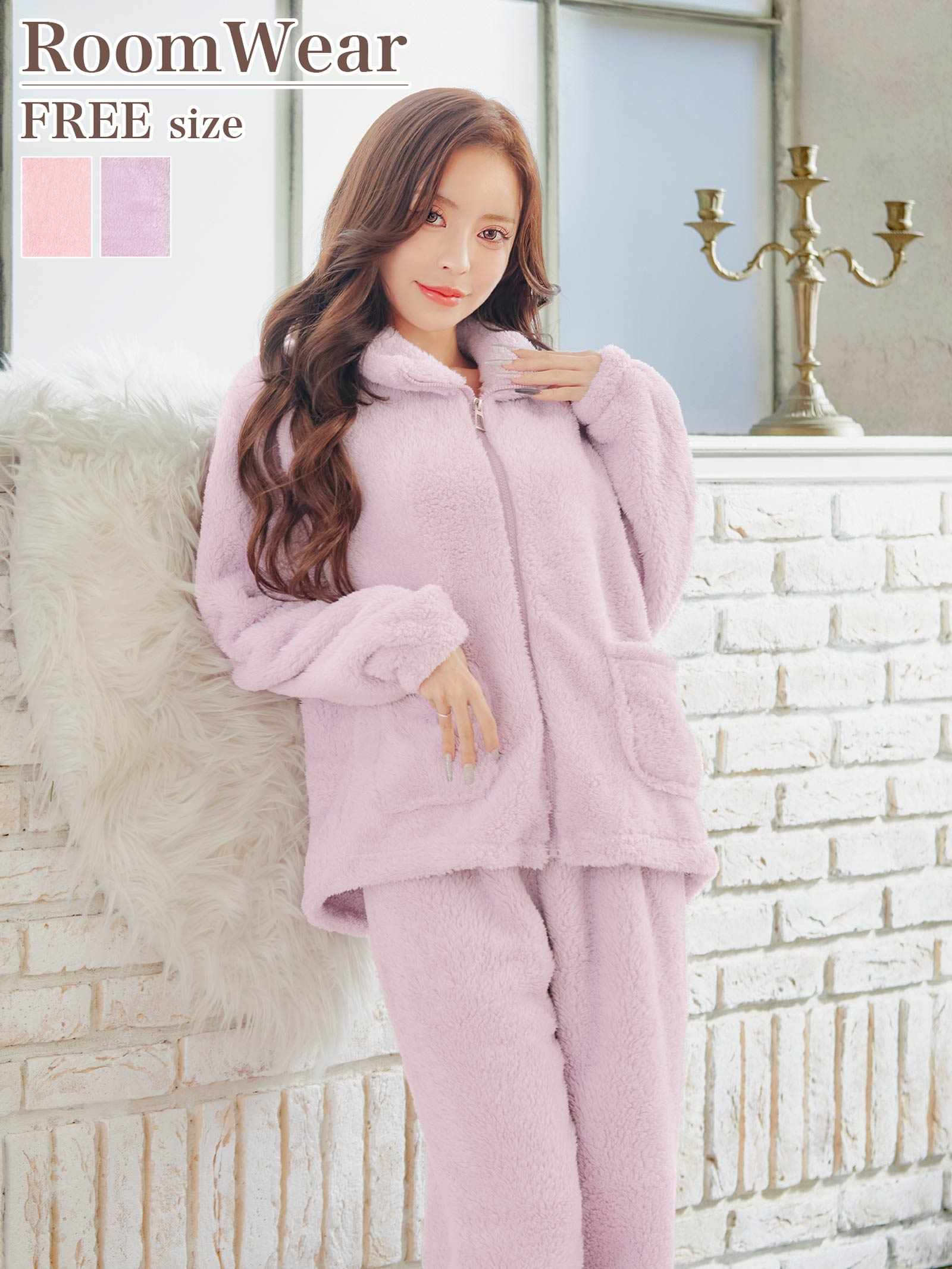 12/15新作!フェミニンもこもこトップス&ロングパンツルームウェア