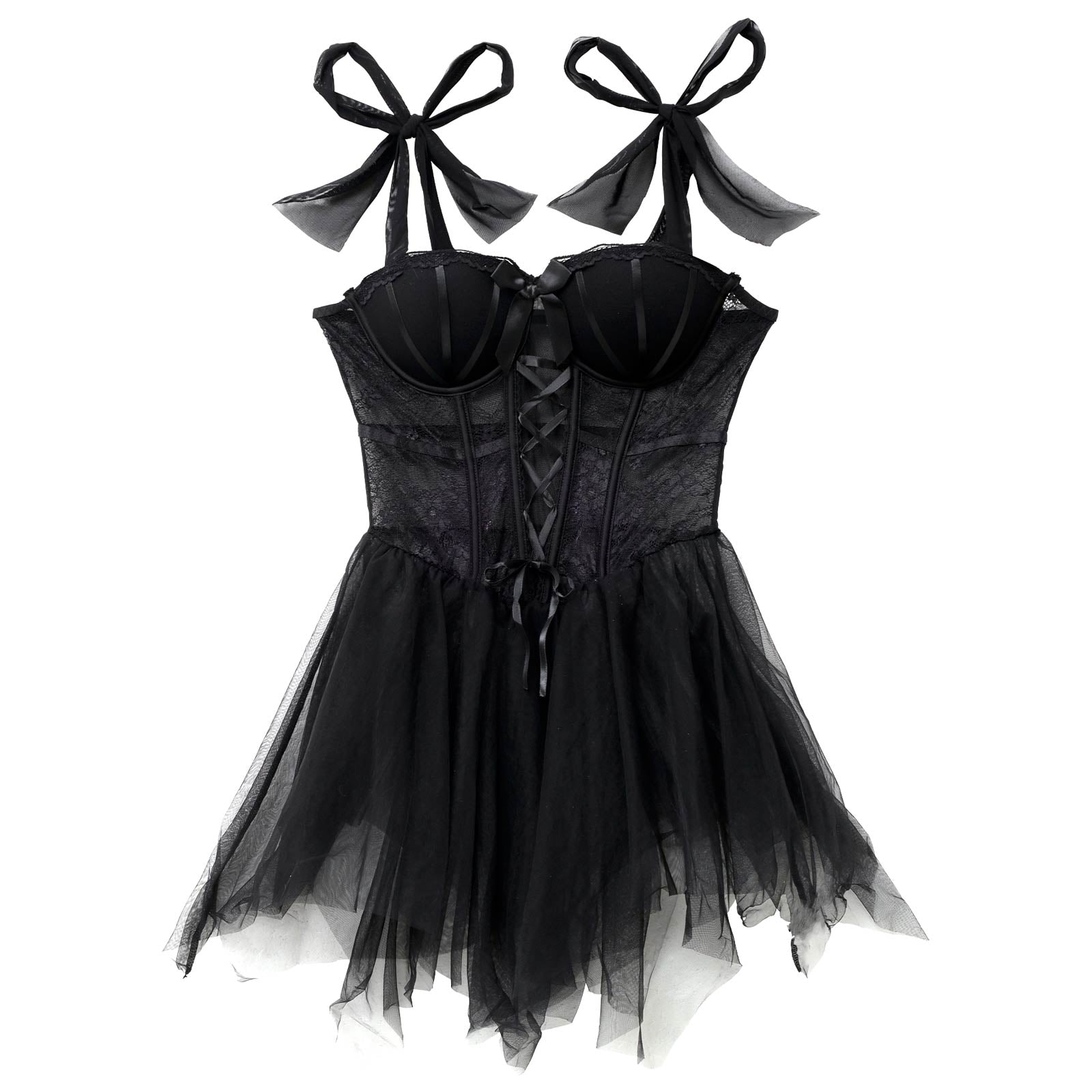 1/16新作!レースアップリボンショルダーベビードール