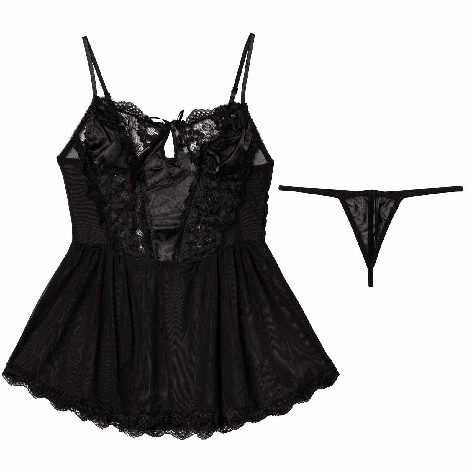 1/21新作!ヌーディサテンレースベビードール