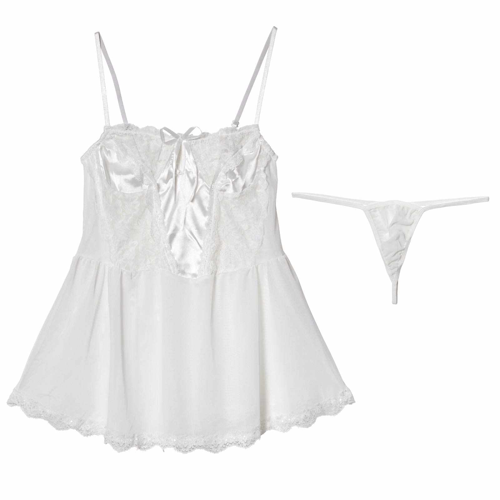 1/21新作!ヌーディサテンレースベビードール