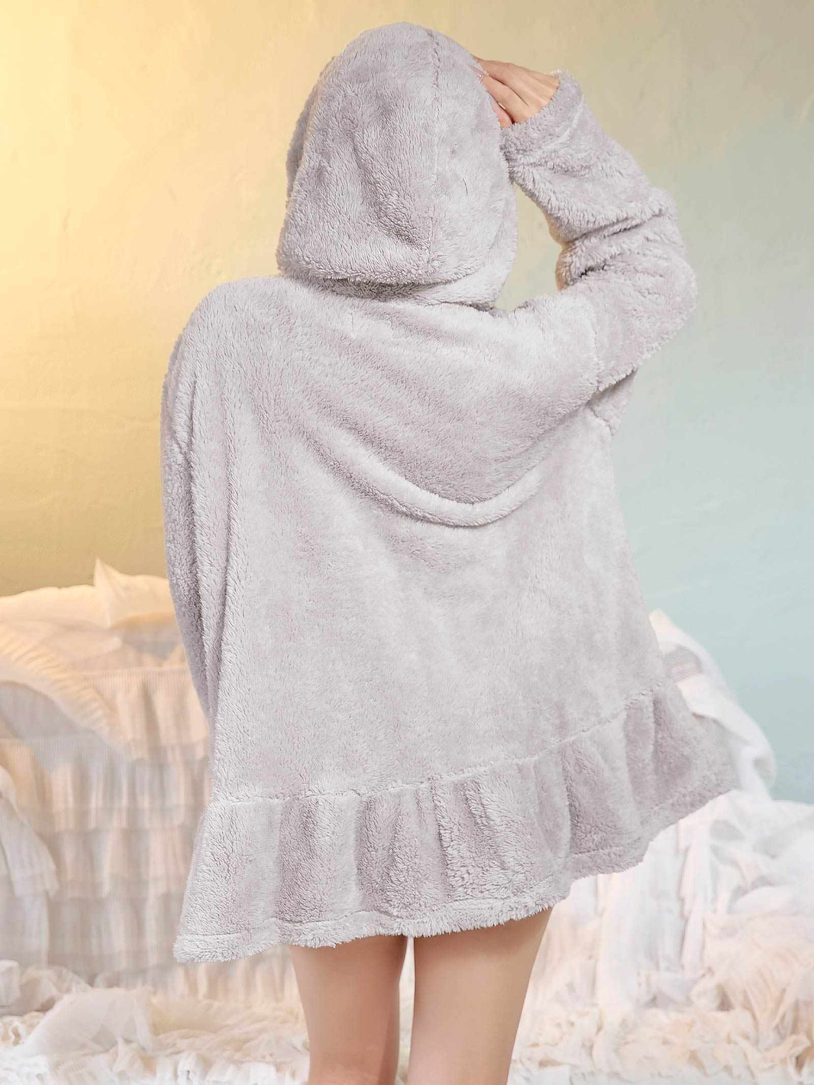 12/10新作!シープタッチフリルフーディールームウェア