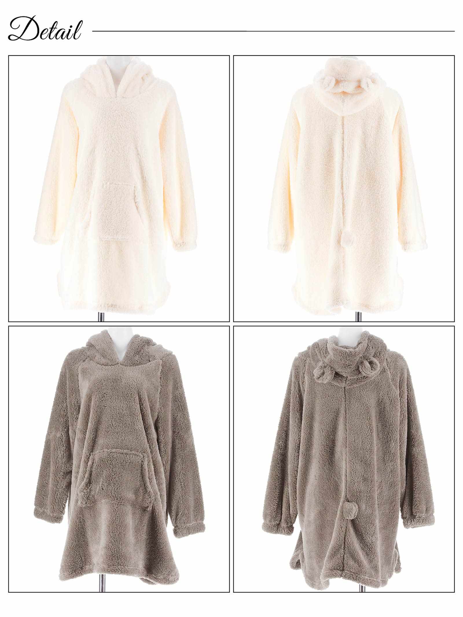 12/8新作!くま耳フードもこもこワンピースルームウェア