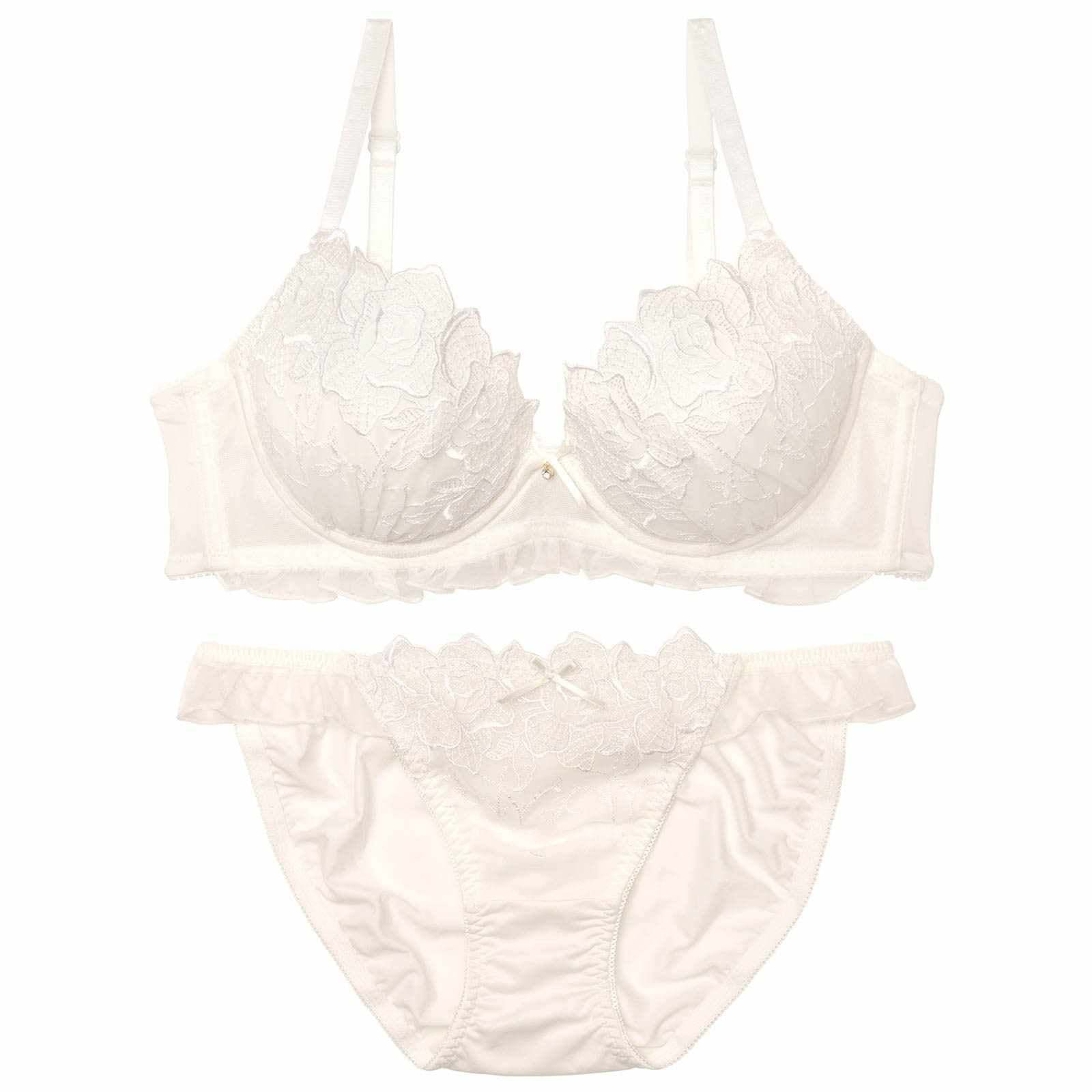 2/5再販!ファブリックローズチュールブラジャー&フルバックショーツ