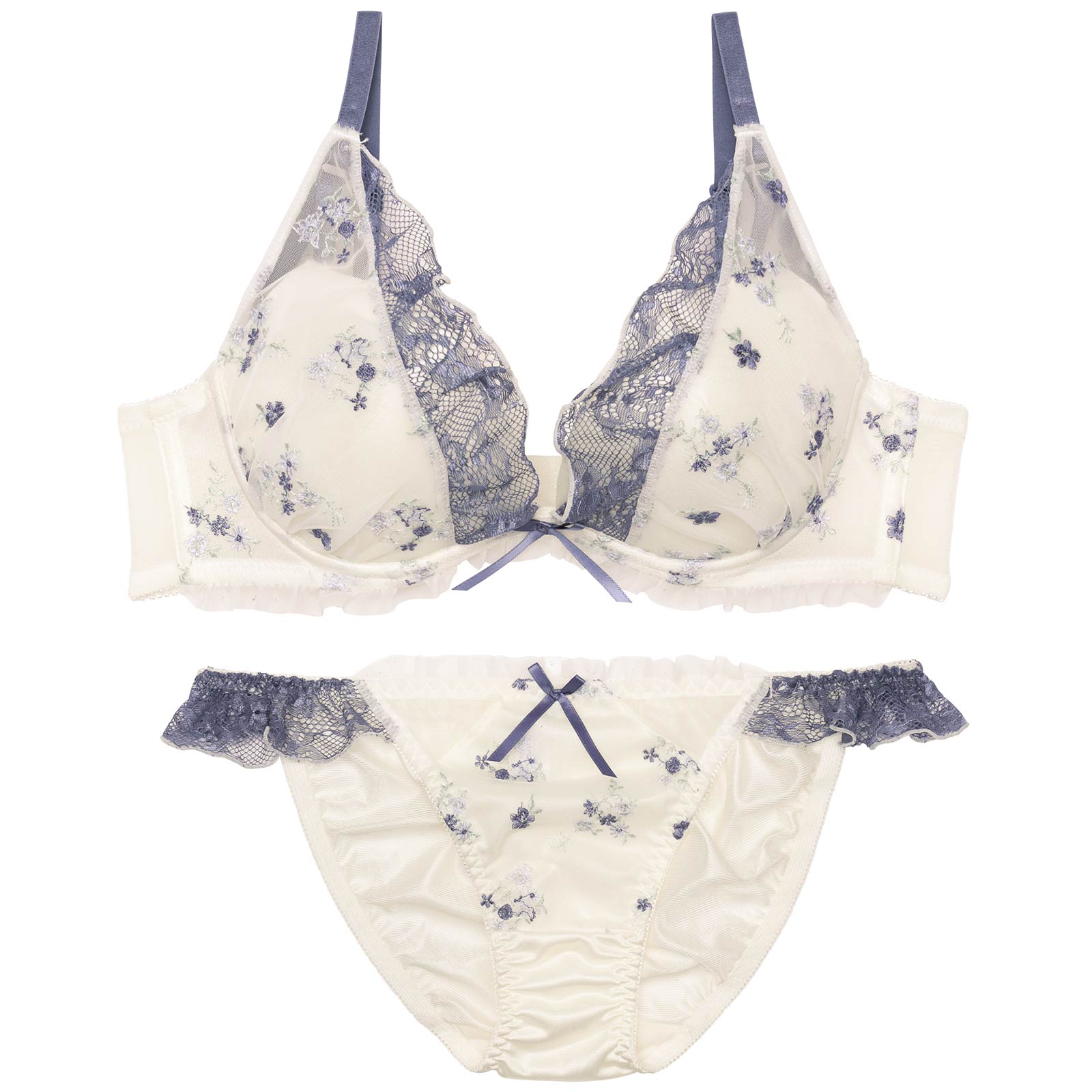 2/5再販!フローラルガーリーフリルブラジャー&フルバックショーツ