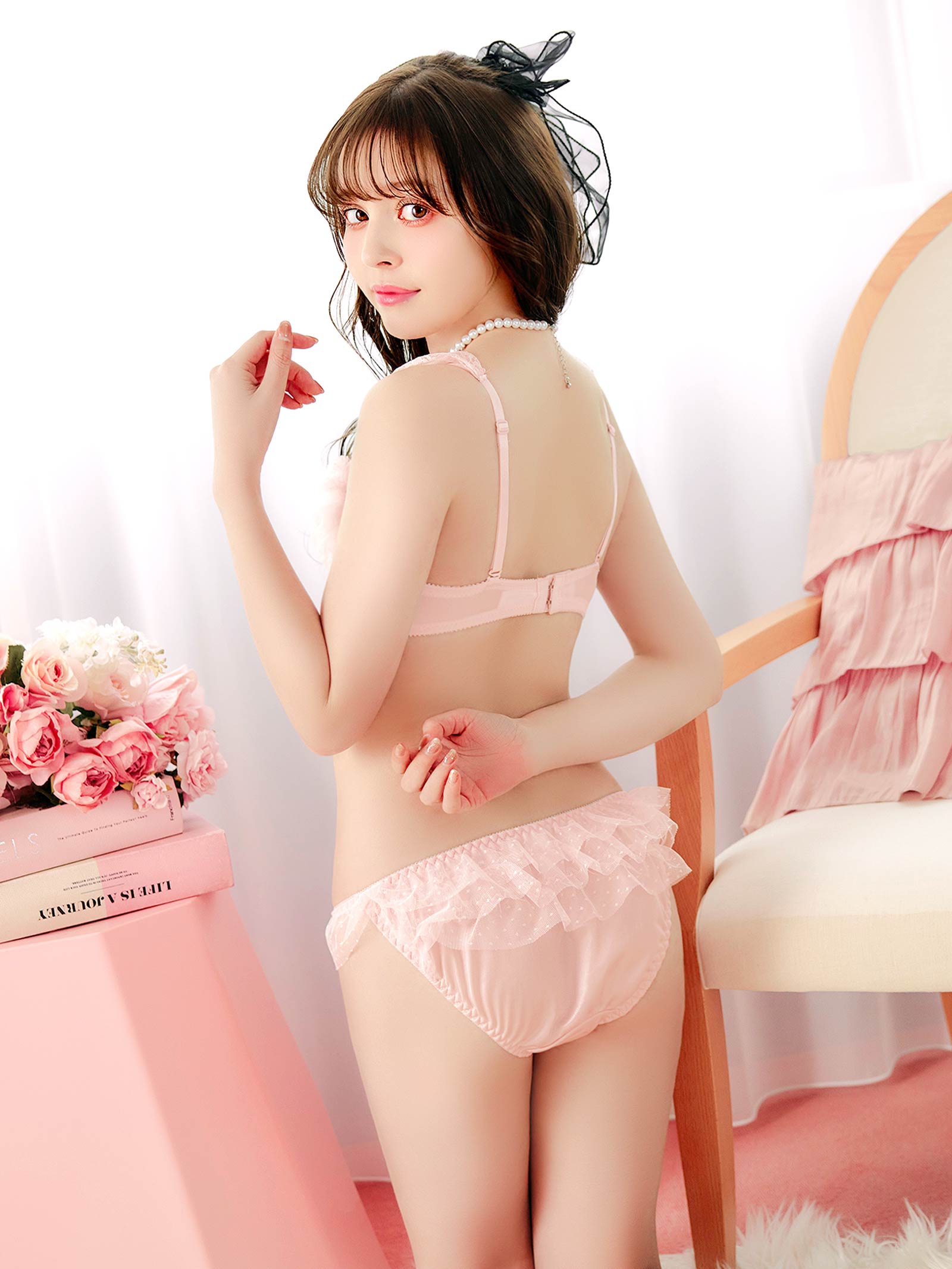 4/10新作!ロマンティックドットチュールブラジャーフルバックショーツ