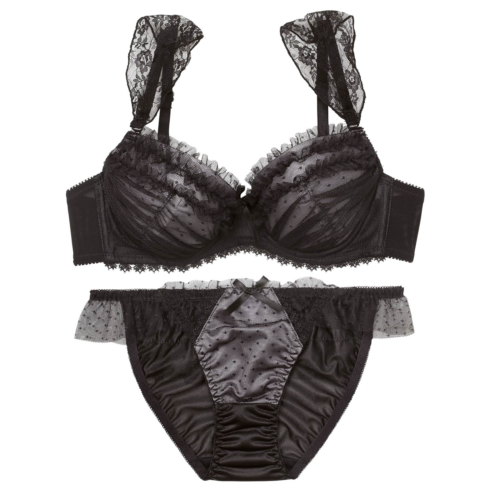 4/10新作!ロマンティックドットチュールブラジャーフルバックショーツ