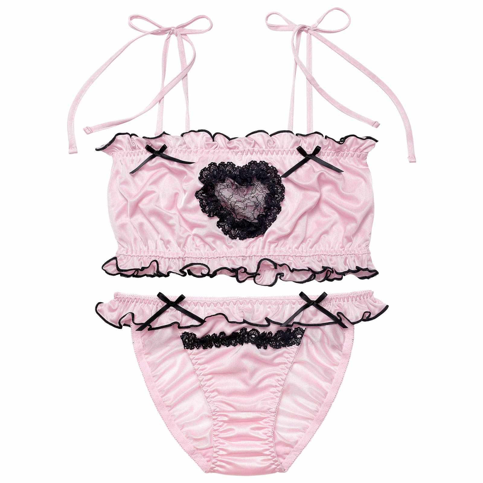 12/5新作!【ノンワイヤー】ラブリーカットフリルチューブブラジャー&フルバックショーツ