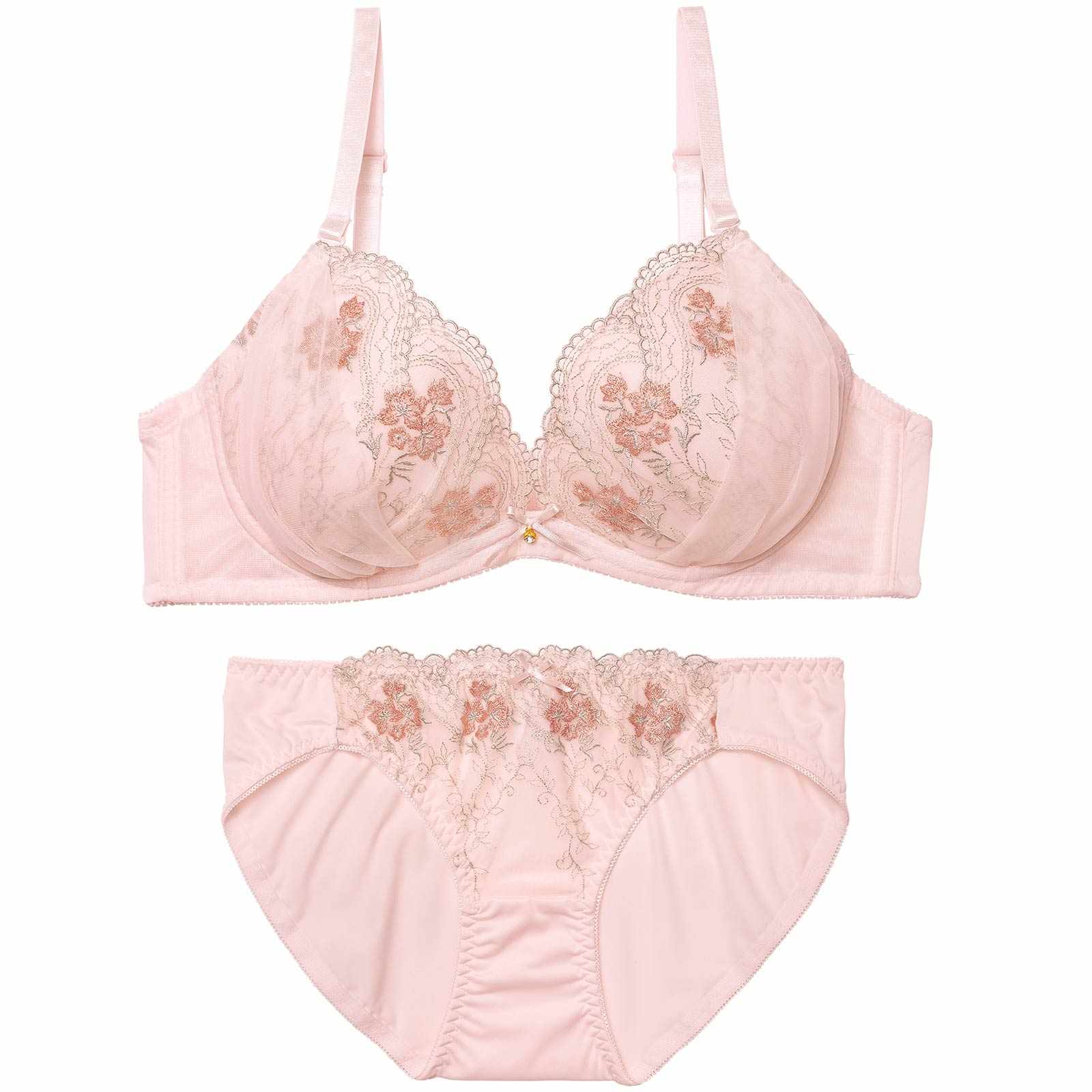 11/24新作!【EFサイズ】エレガントチュールブーケブラジャー&フルバックショーツ