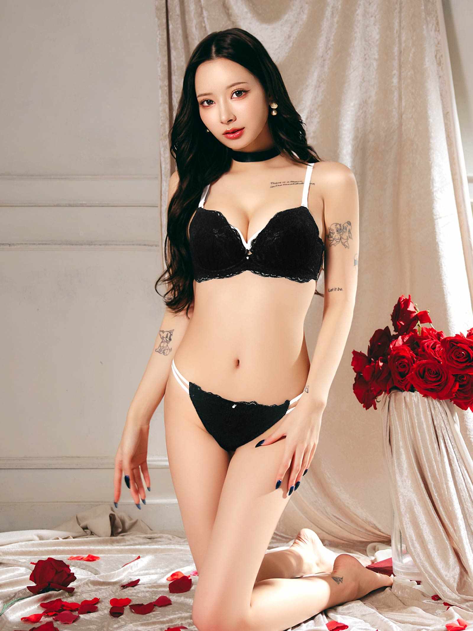 1/30新作!【EFサイズ】ブロッサムレーシィコードブラジャー&フルバックショーツ